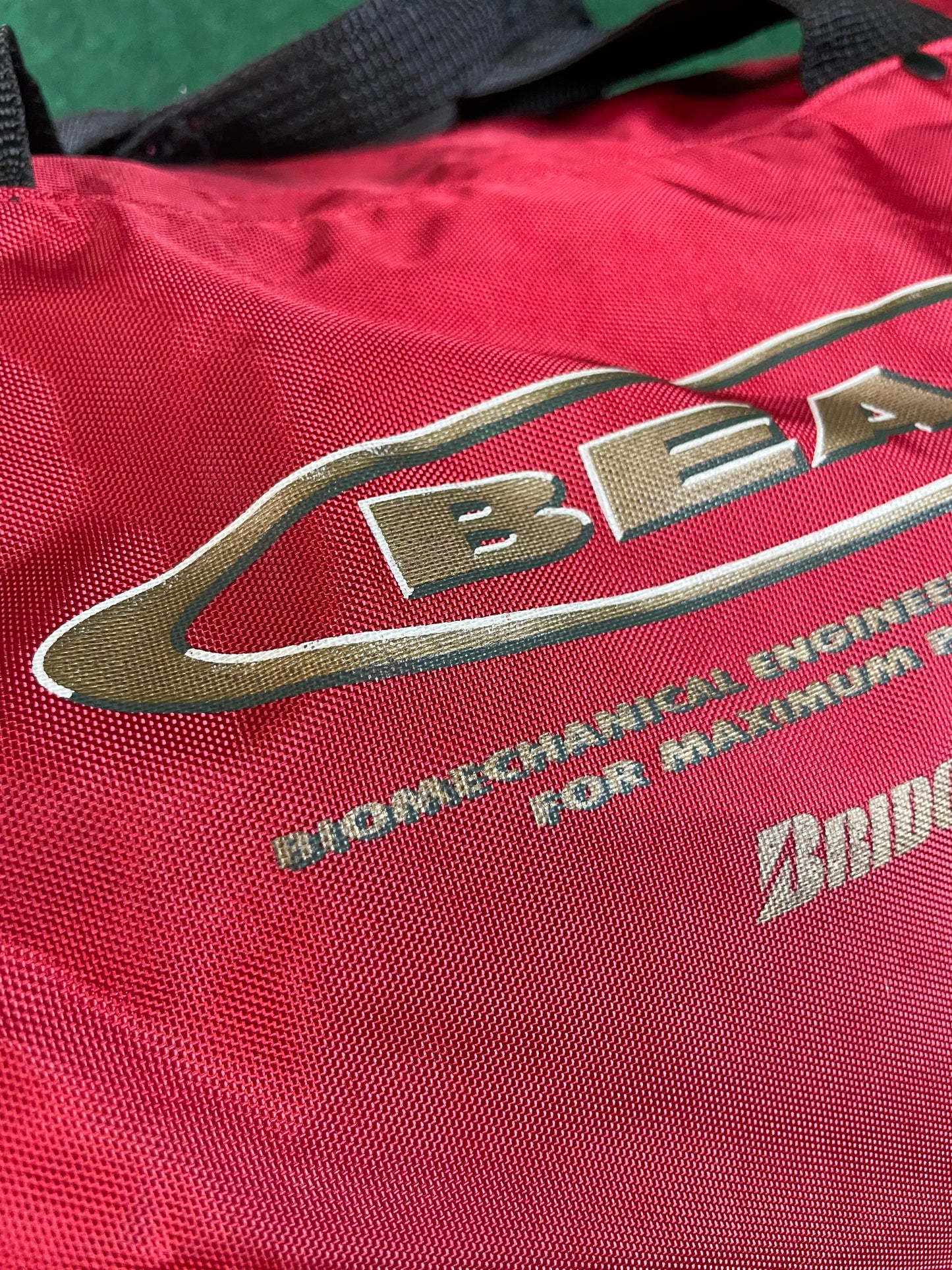 BRIDGESTONE - BEAM Vintage Burgundy w/ Gold Lettering Red Duffle Bag