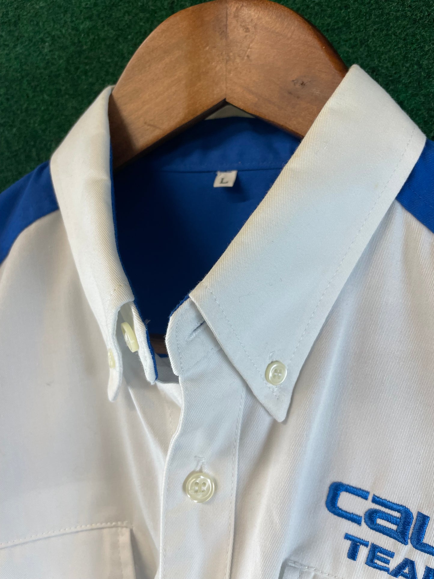 Calsonic Team IMPUL - Blue & White Long Sleeve Buttondown Crew Shirt
