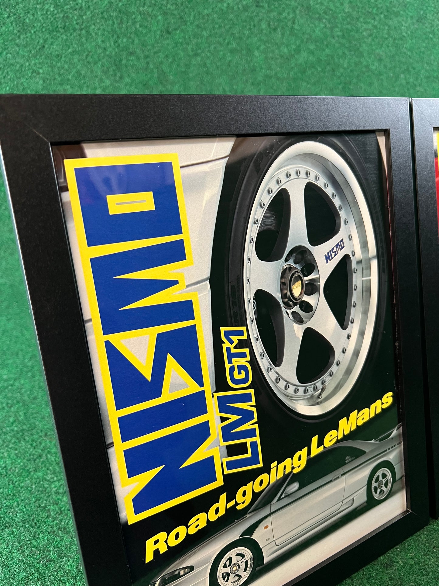 NISMO - RAYS Wheels LMGT1 on Nissan Skyline R33 GT-R 400R & LMGT2 on R33 GTS-T Framed Advertisement Picture Set (1995)