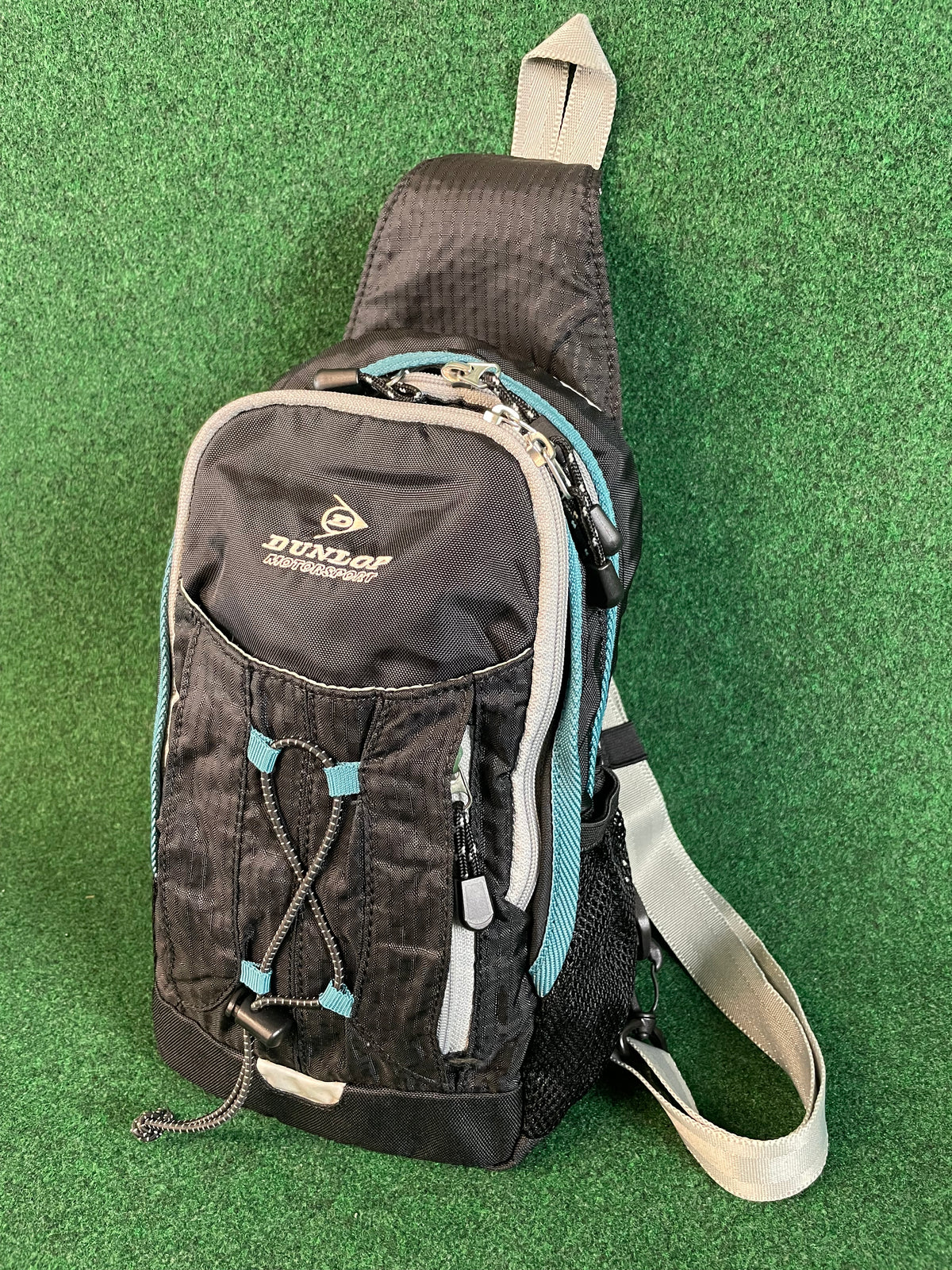 DUNLOP Motorsport - Black/Grey/Teal Mini Shoulder Messenger Travel Bag