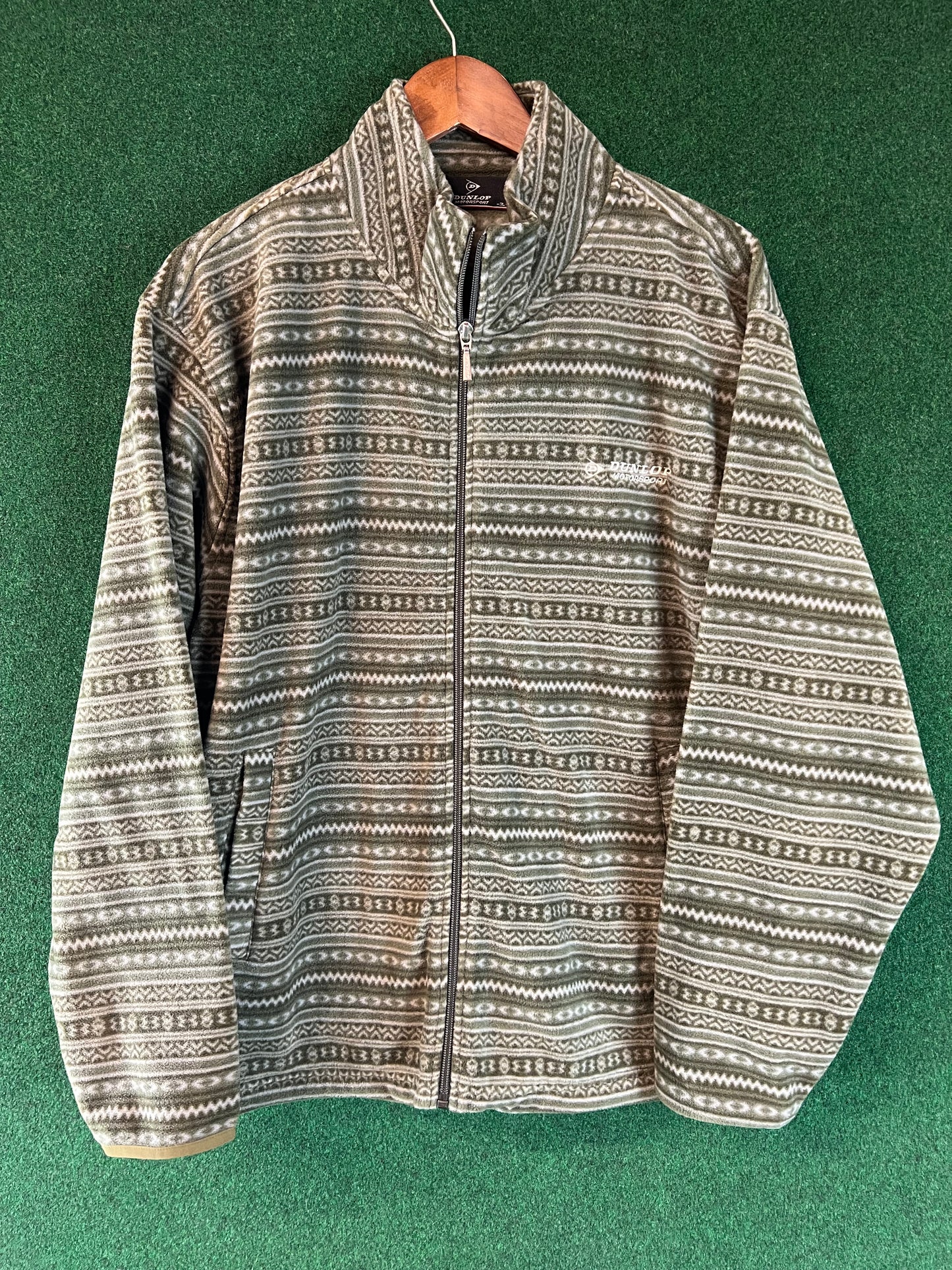 DUNLOP Motorsport - Green/Tan Patterned Fleece Zip Up Jacket - 3L