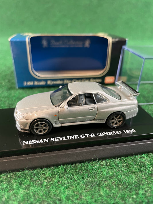 KYOSHO - Beads Collection Silver 1999 Nissan Skyline R34 GT-R 1/64 Scale Diecast