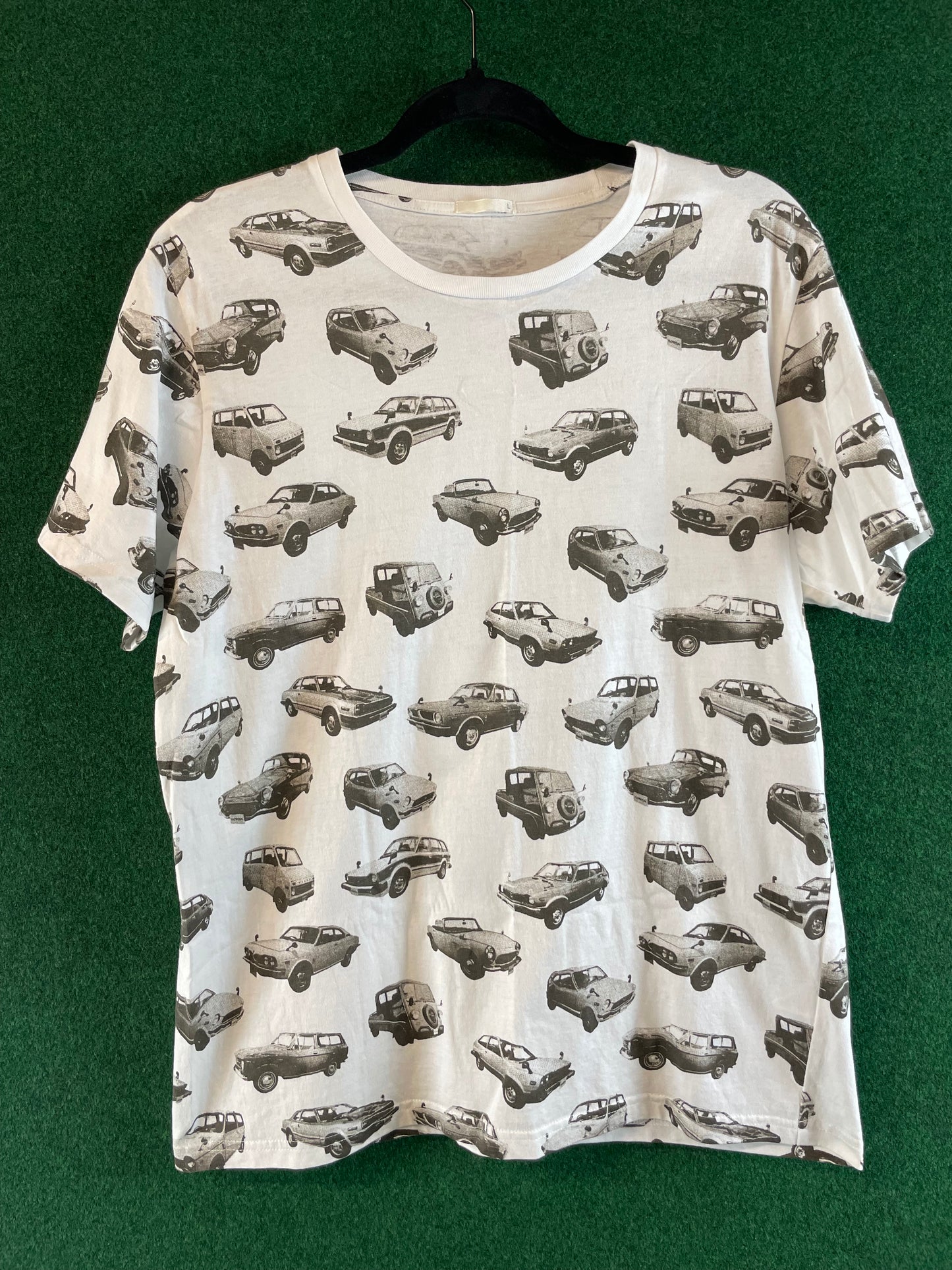 Honda x GU - Cars Pattern White Short Sleeve T-Shirt