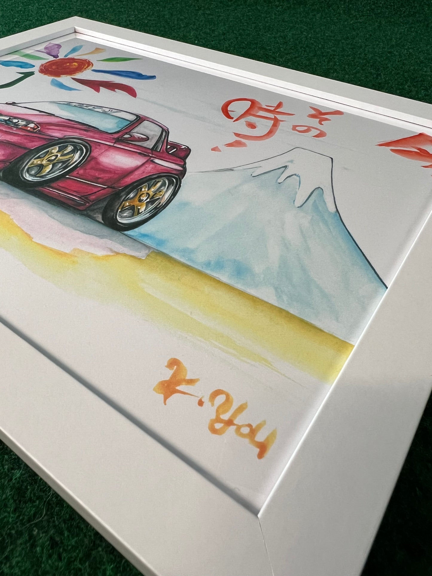 Nissan Skyline R32 GT-R Mount Fuji Framed Car Art