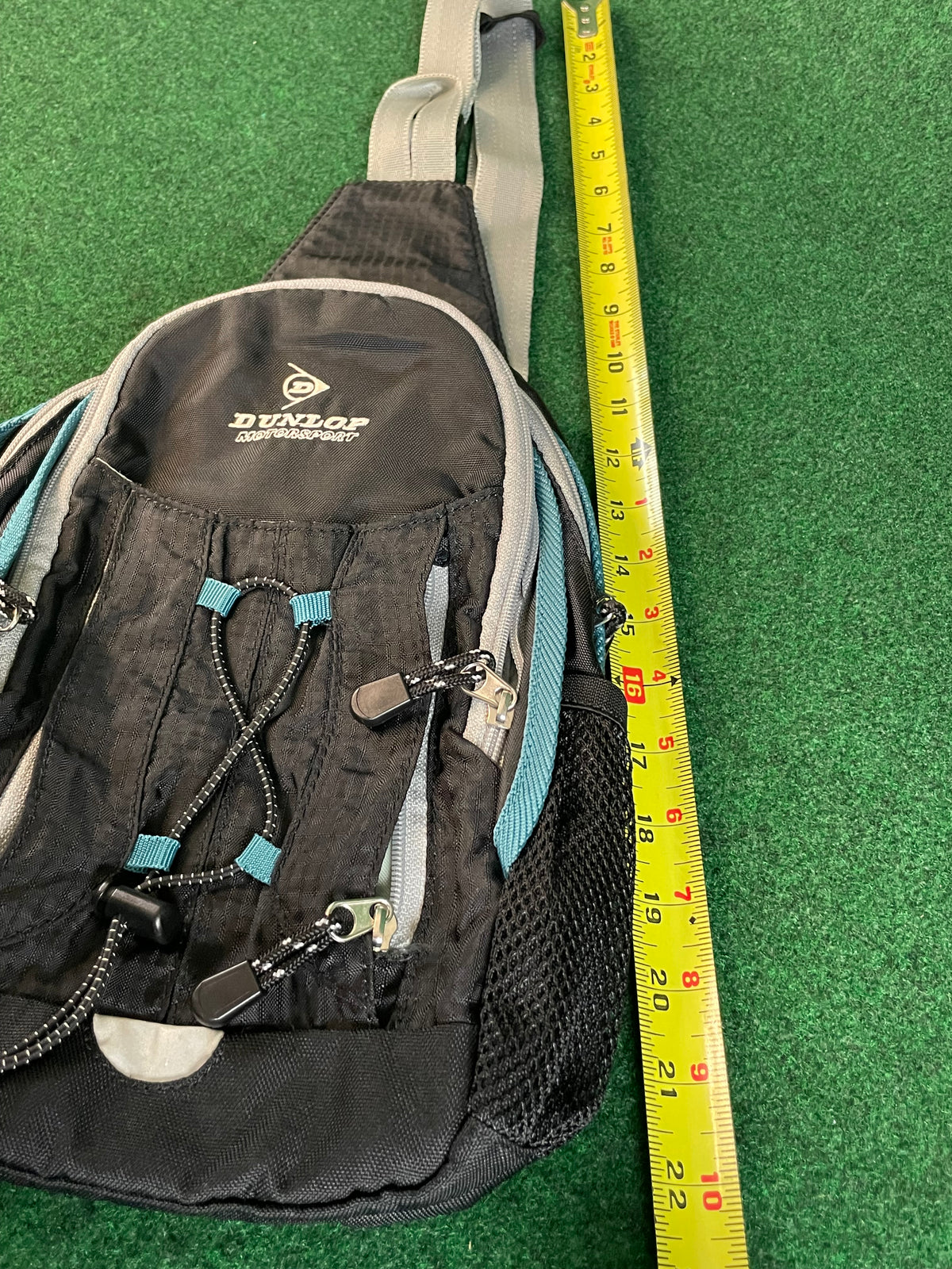 DUNLOP Motorsport - Black/Grey/Teal Mini Shoulder Messenger Travel Bag