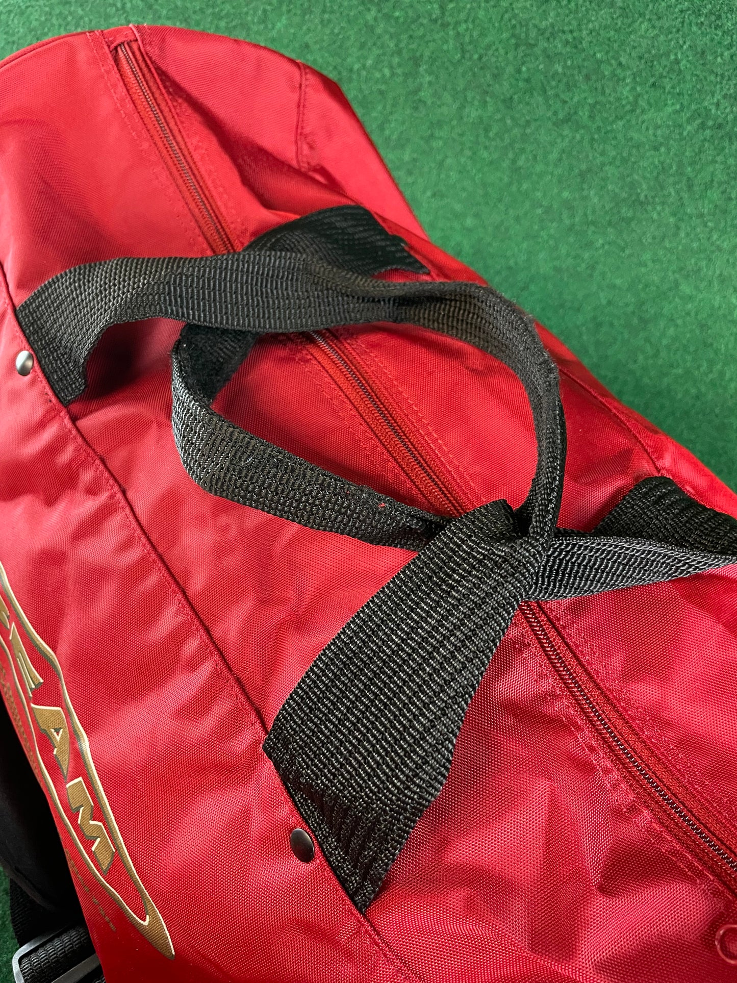 BRIDGESTONE - BEAM Vintage Burgundy w/ Gold Lettering Red Duffle Bag