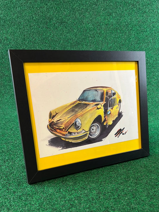 Junk Yard Rusty Yellow Porsche 912 - Framed Print