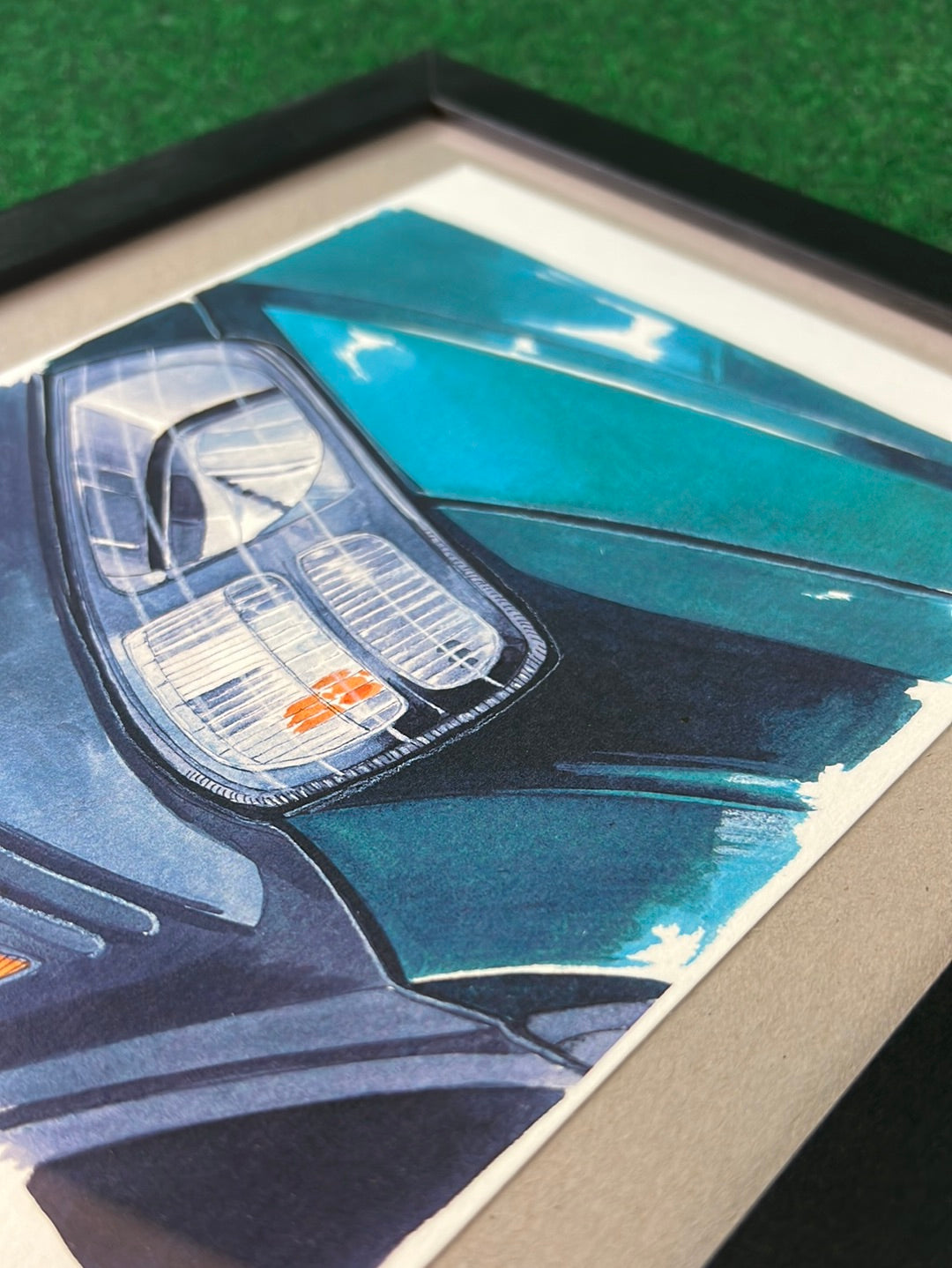 UNDERDOGZ - Honda CRV Front Left Headlight View Framed, Hand Drawn, Watercolor Painted & Signed Print