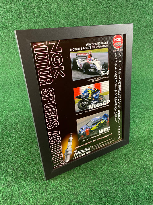 NGK Iridium Motor Sports Activity - F1 MotoGP WRC Framed Advertisement Picture