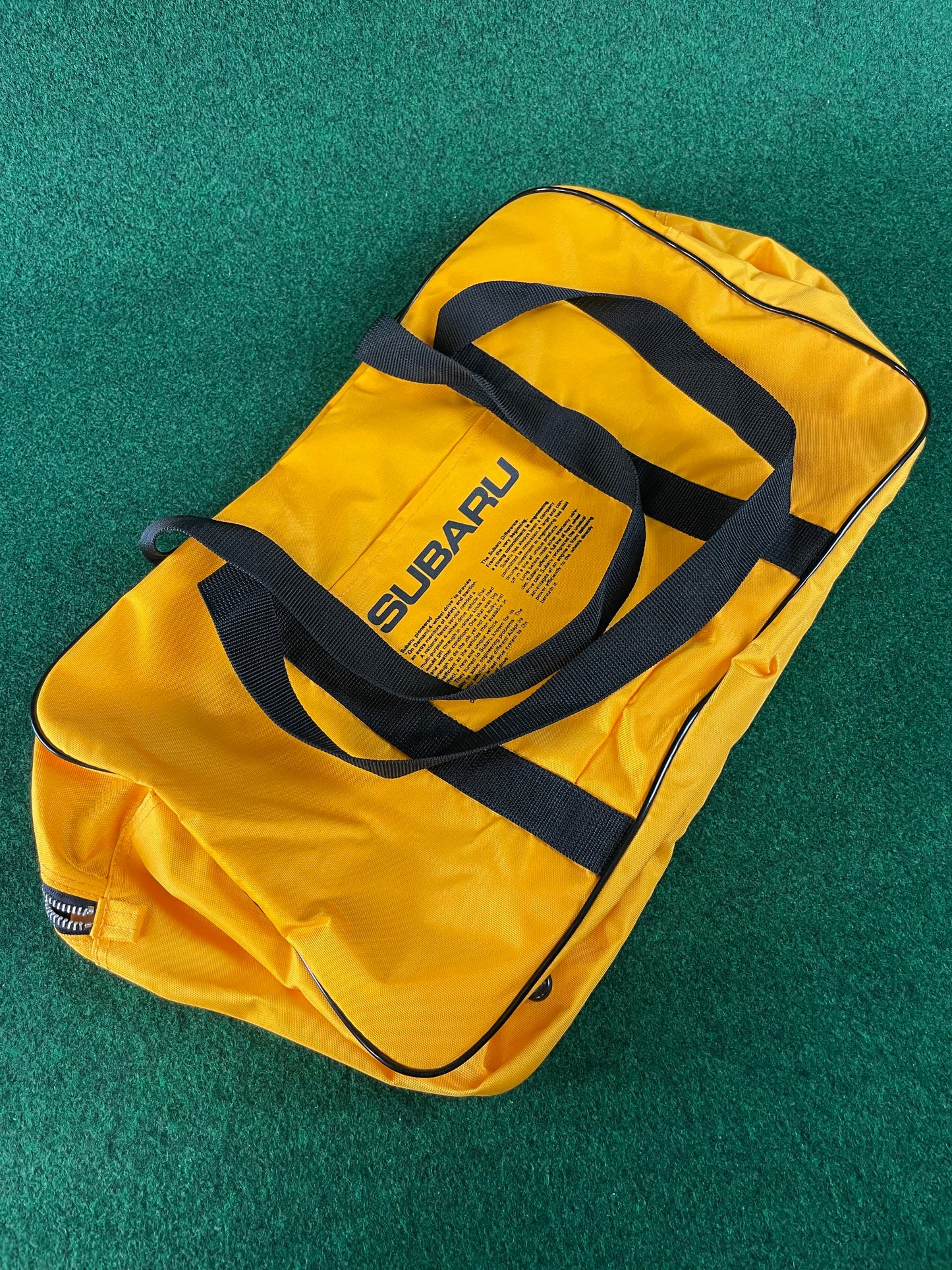 SUBARU - Vintage Original Fuji Gunma Seikyo Japanese Dealership Yellow Duffle Travel Bag