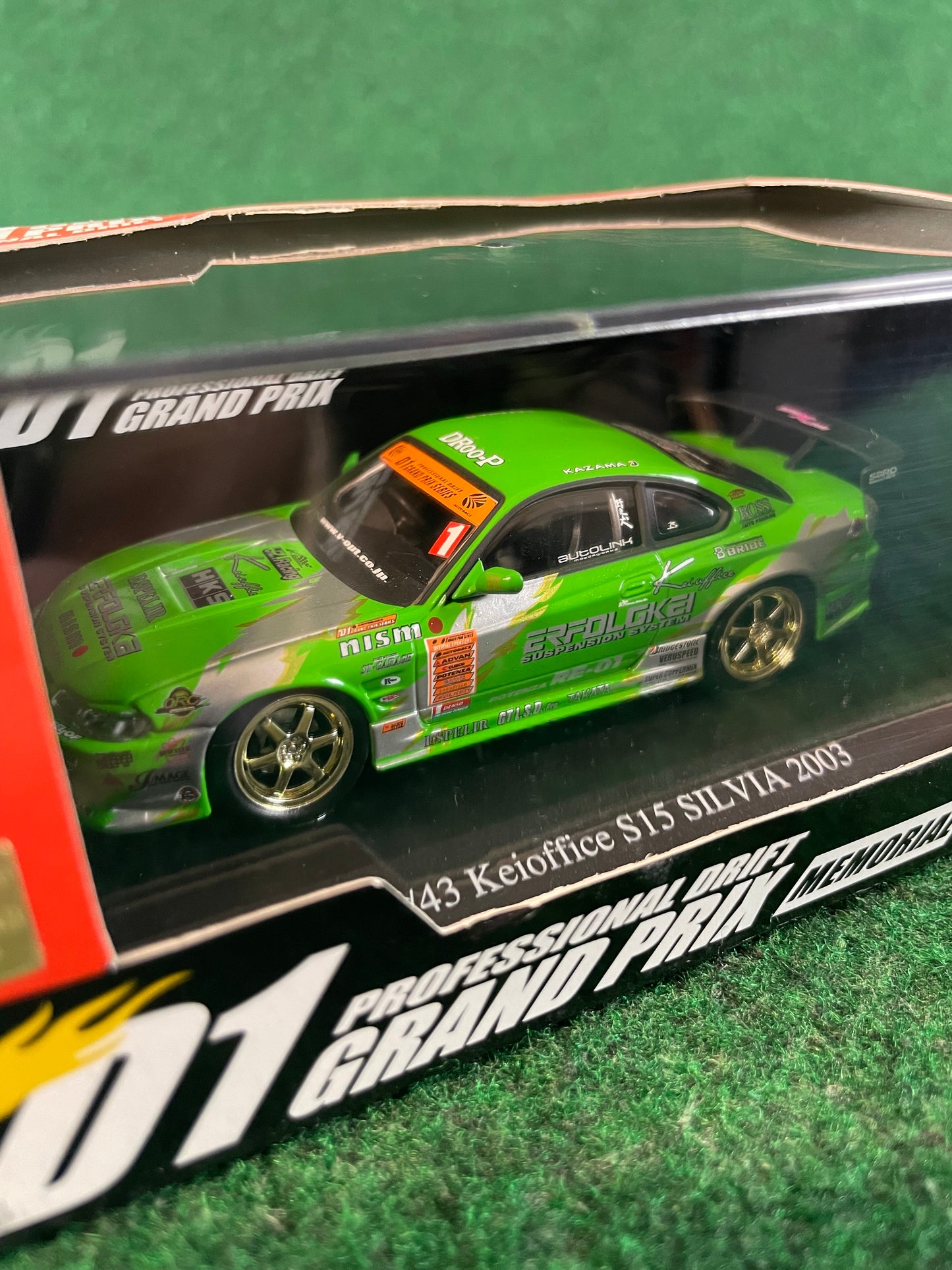DISM D1 Grand Prix Memorial - 2003 Kei Office Nissan Silvia S15 #1 Car 1/43 Scale Diecast