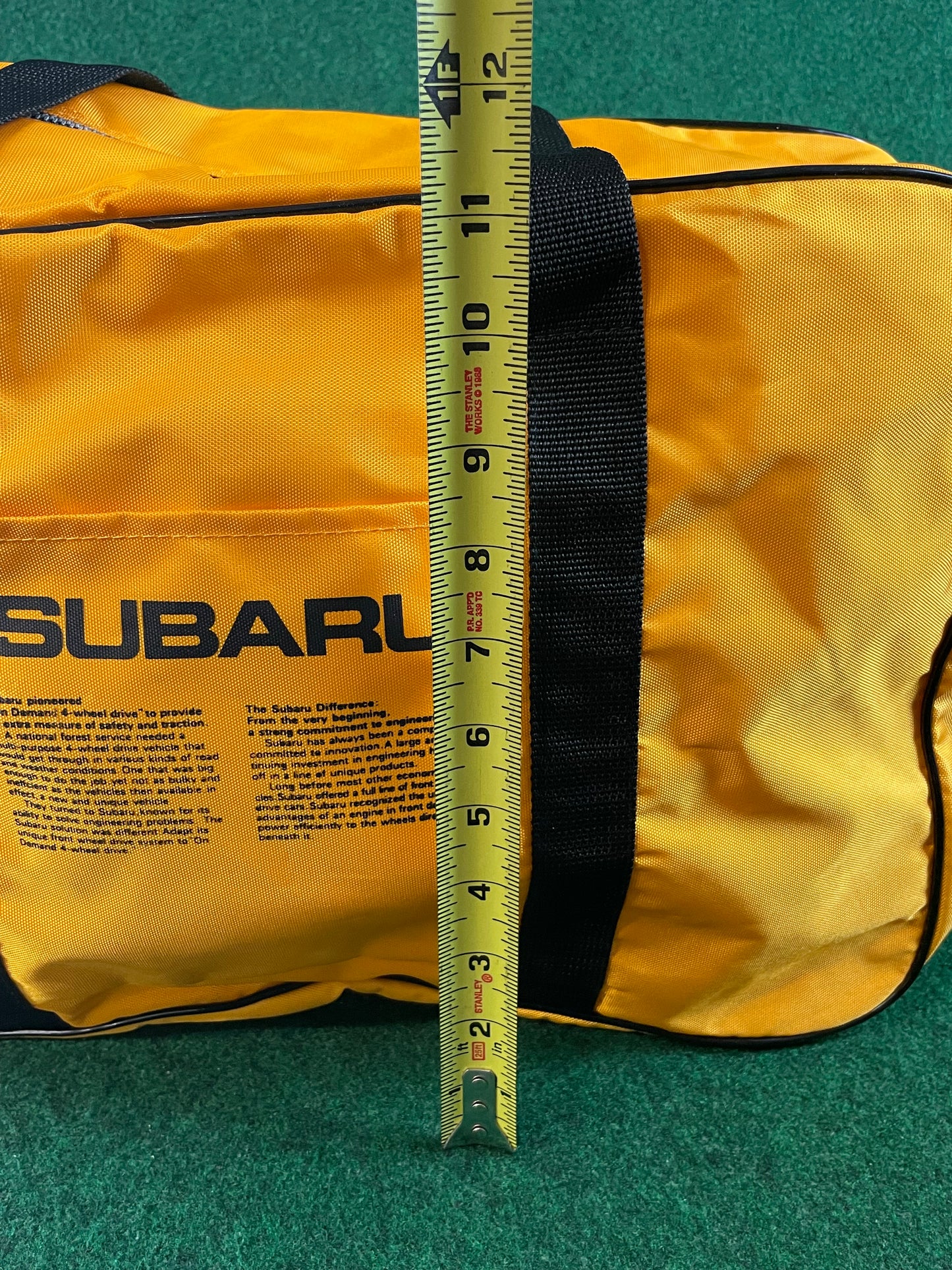 SUBARU - Vintage Original Fuji Gunma Seikyo Japanese Dealership Yellow Duffle Travel Bag