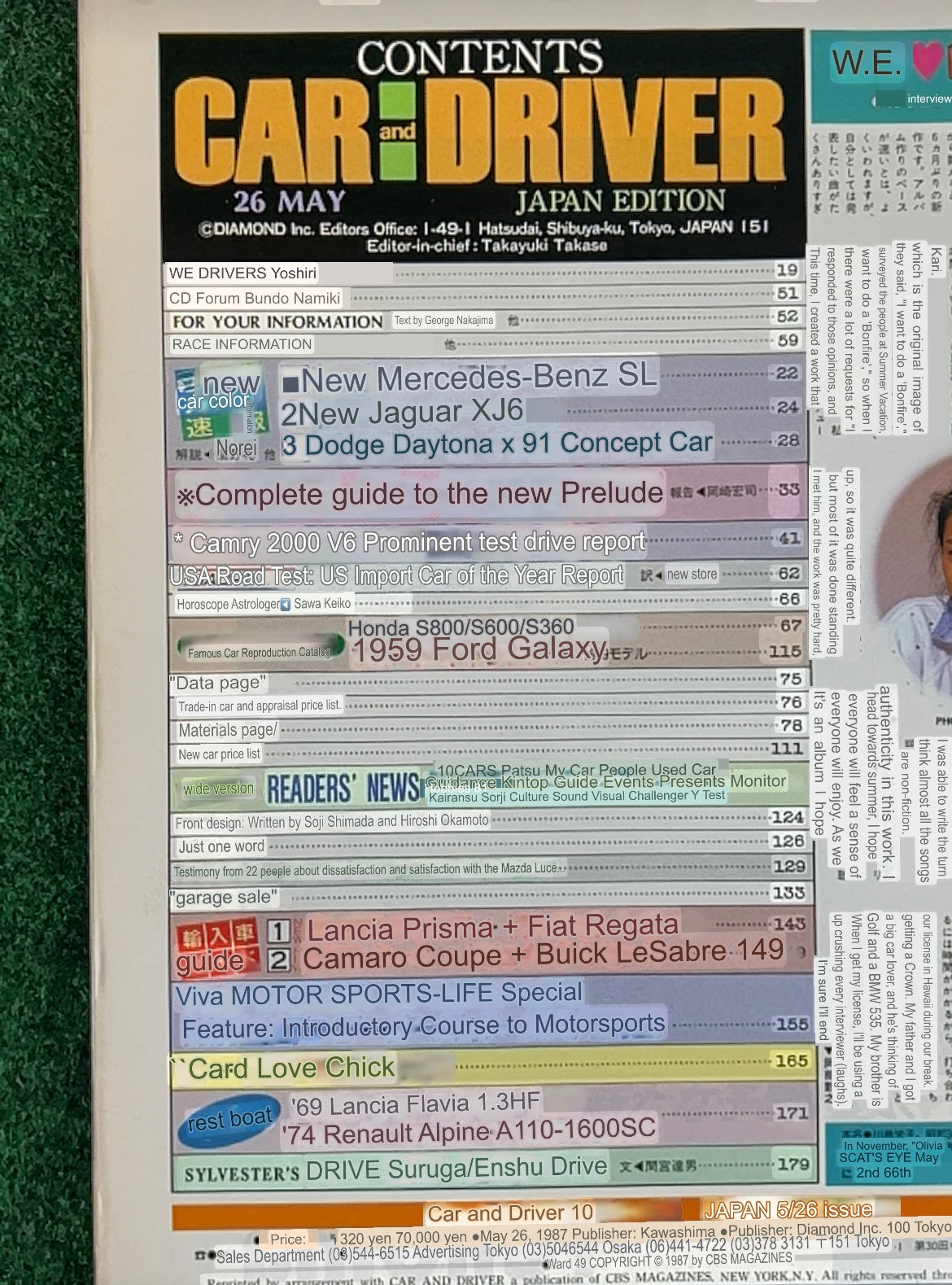 Car and Driver Japan - 5/26/2987 & 2/26/1988 Magazine Set