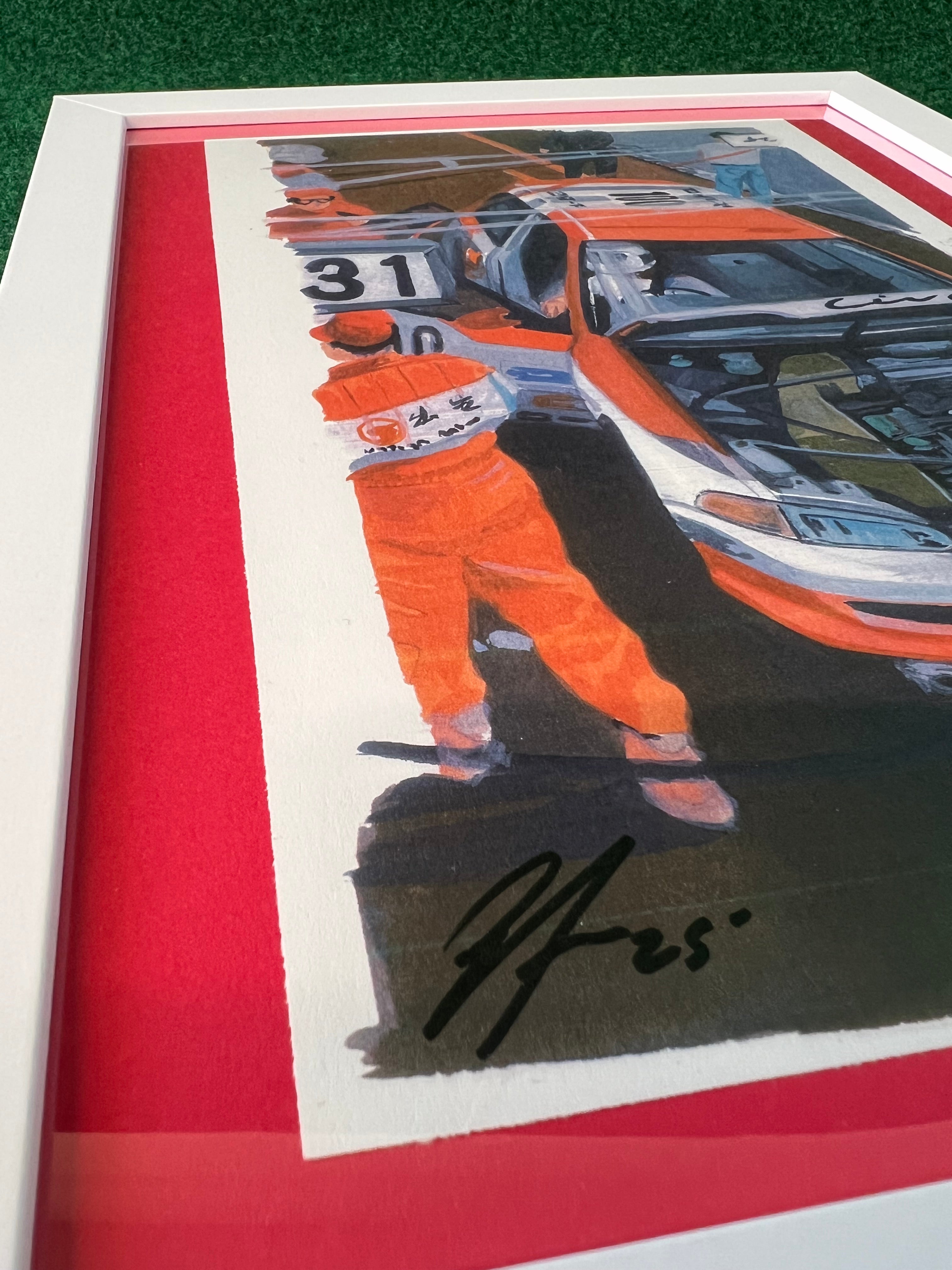 Idemitsu #100 Honda Civic EG6 Racecar in Pit Hand Drawn