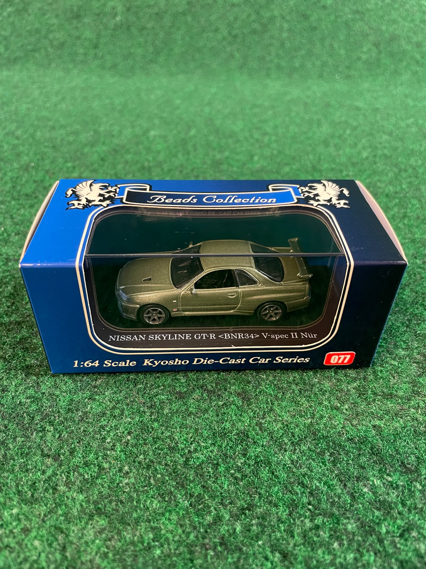 KYOSHO - Beads Collection Millennium Jade Nissan Skyline R34 VSPEC II Nur GT-R 1/64 Scale Diecast