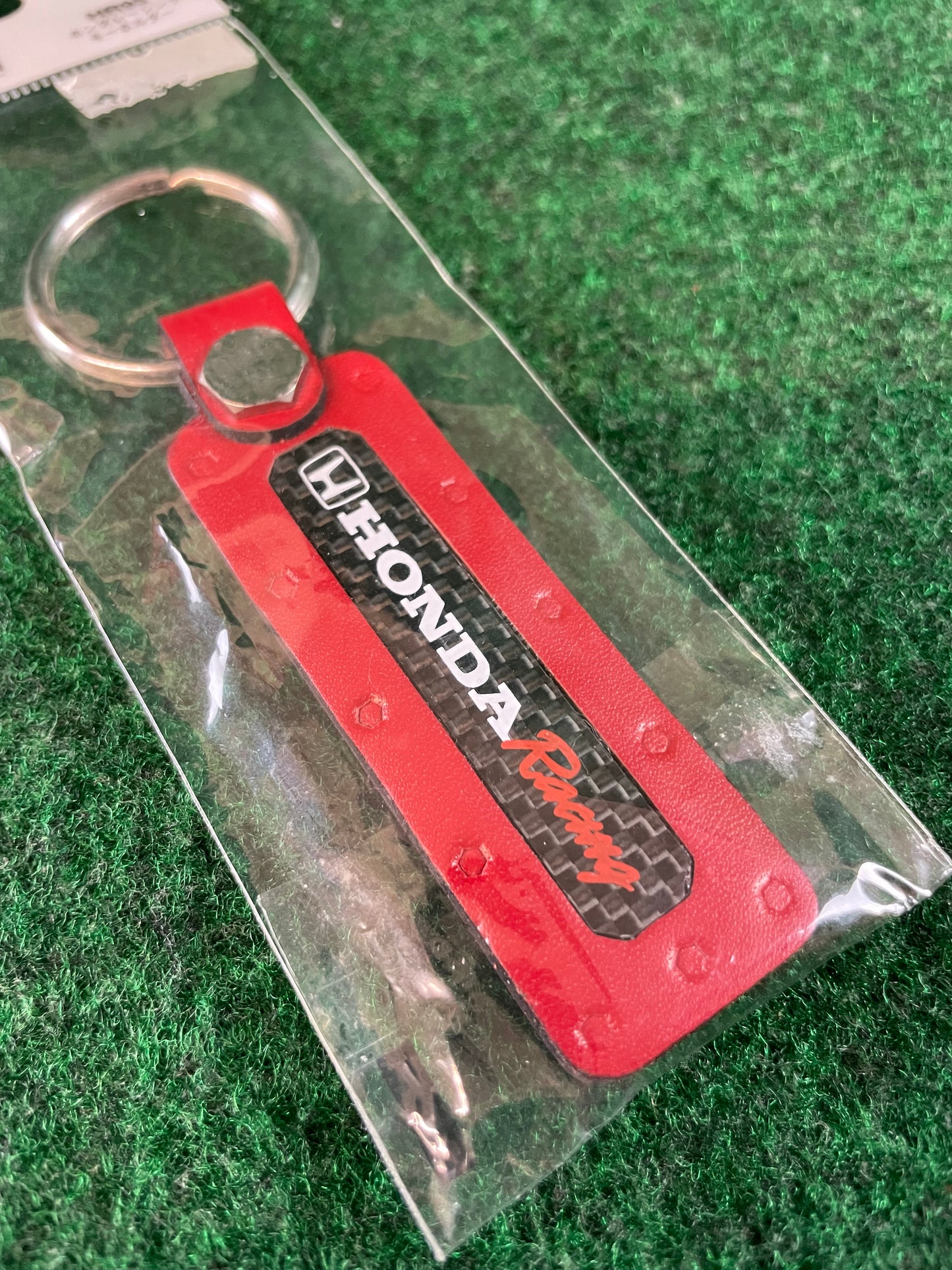 Honda Racing - Red/Black Leather & Carbon Fiber Keychain