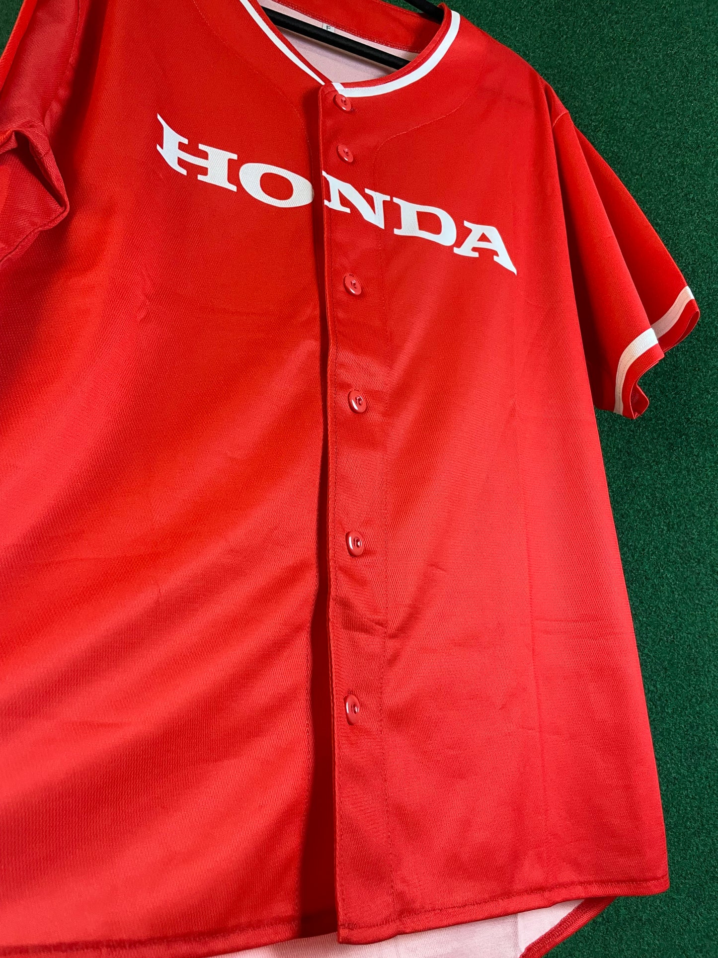 HONDA - Red Baseball Style Jersey Short Sleeve Shirt