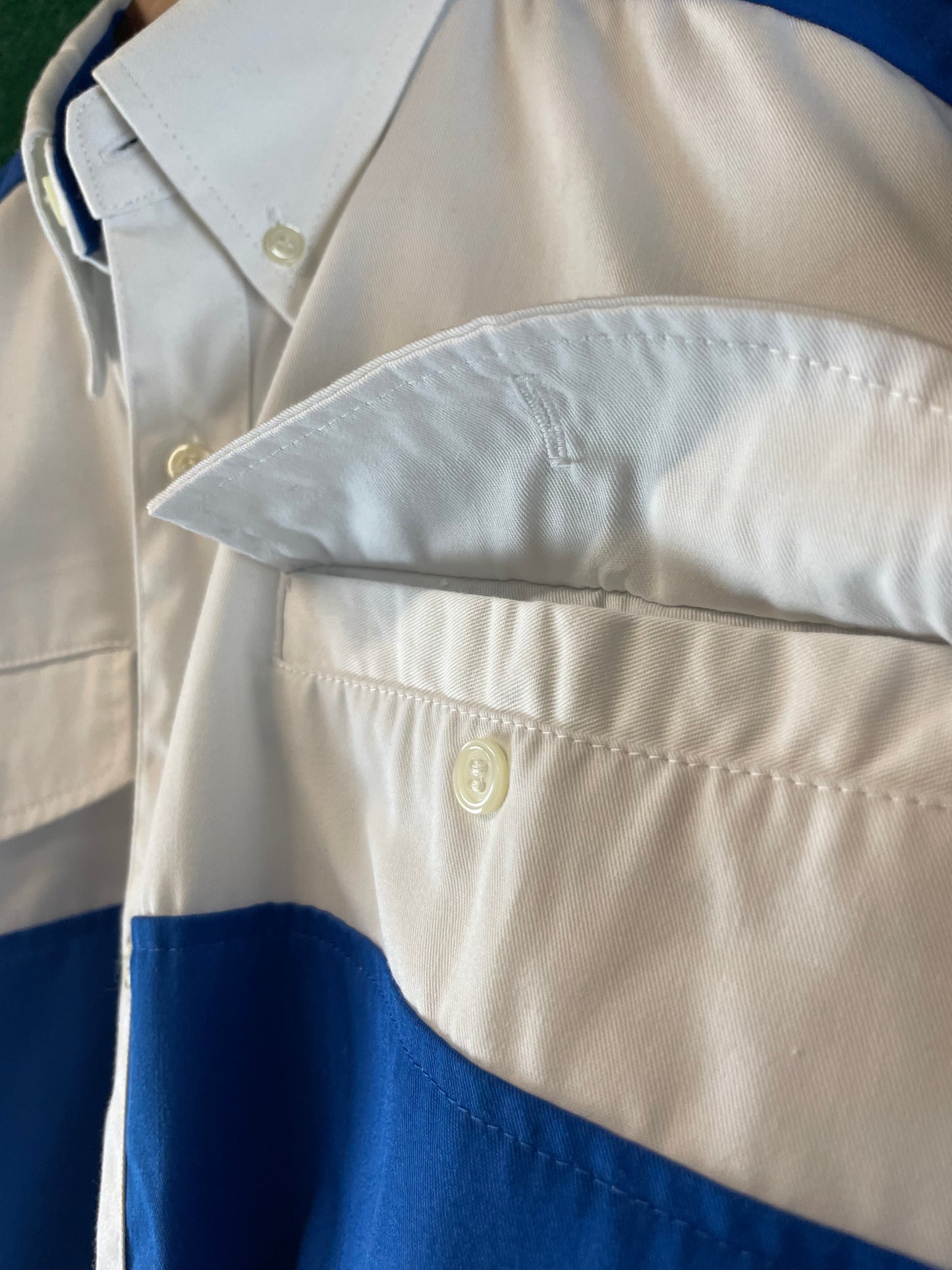 Calsonic Team IMPUL - Blue & White Long Sleeve Buttondown Crew Shirt