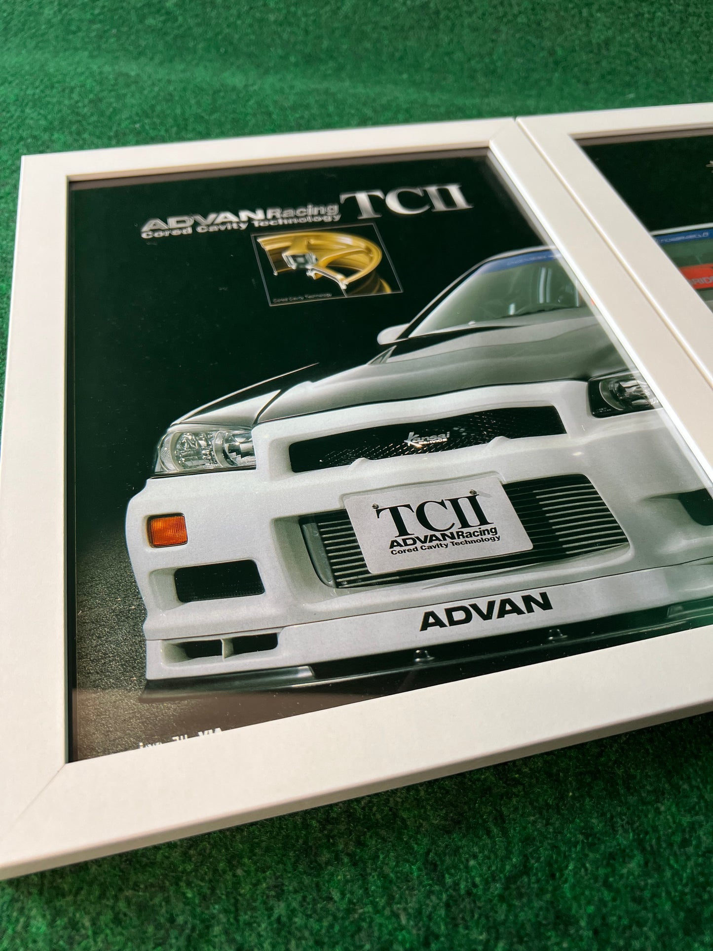 ADVAN Racing Yokohama TC-II Wheels on Nissan Skyline R34 GT-R - Framed Advertisement Picture Set