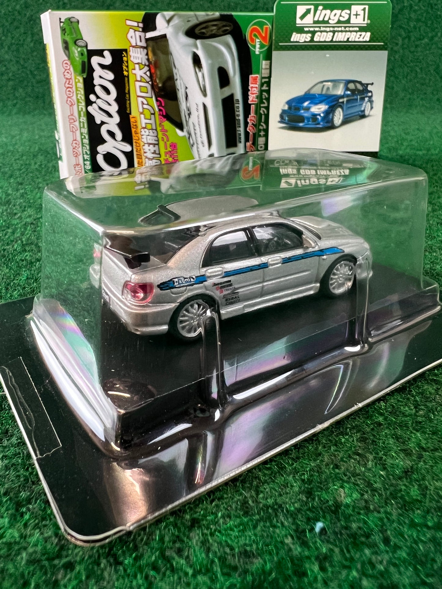 Aoshima - Option ings GDB Subaru WRX (Silver) 1/64 Scale Diecast Car