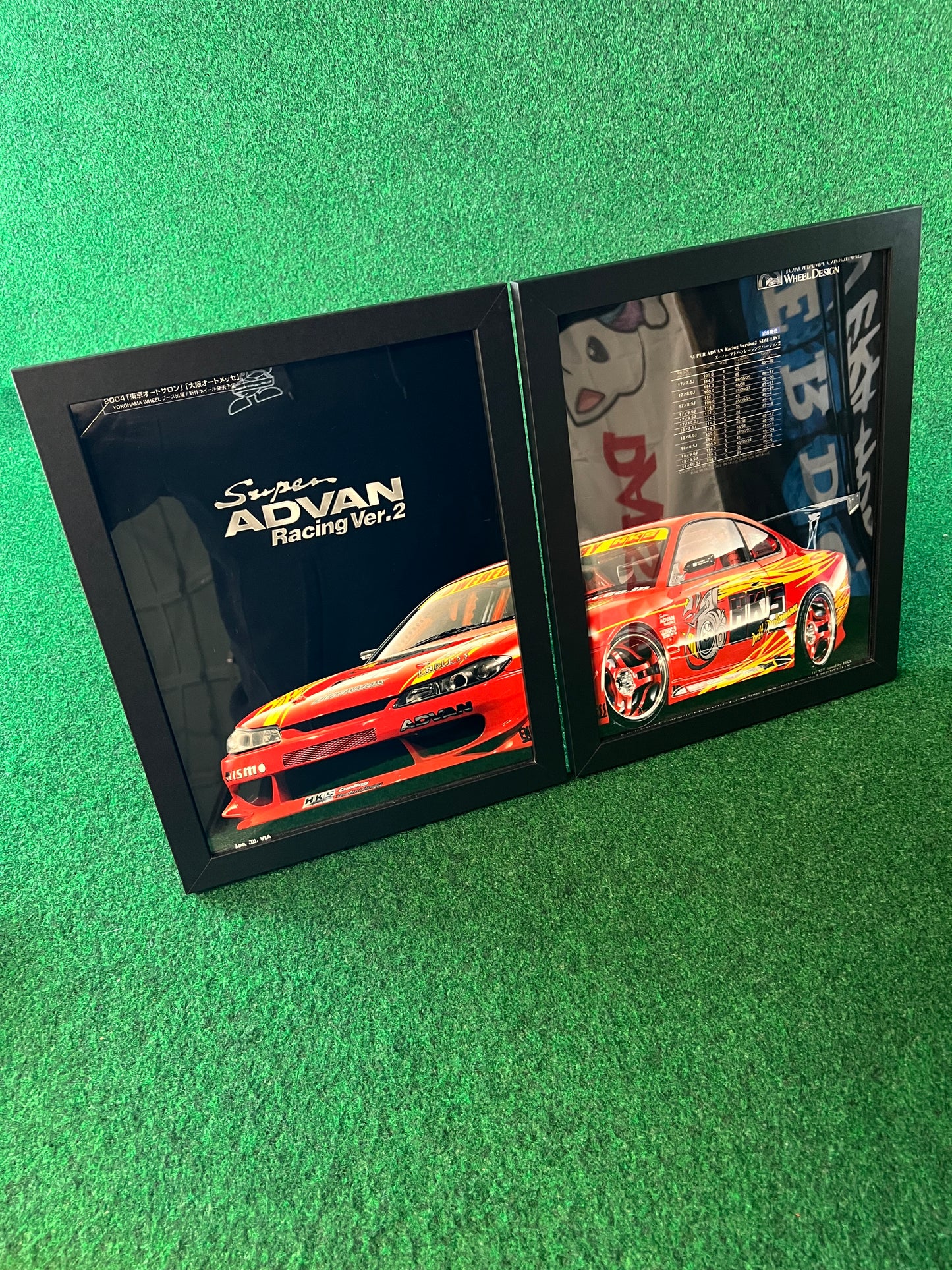 Advan Yokohama Wheels - Super Advan Version 2 HKS D1GP Nissan Silvia S15 Framed Advertisement Picture Set