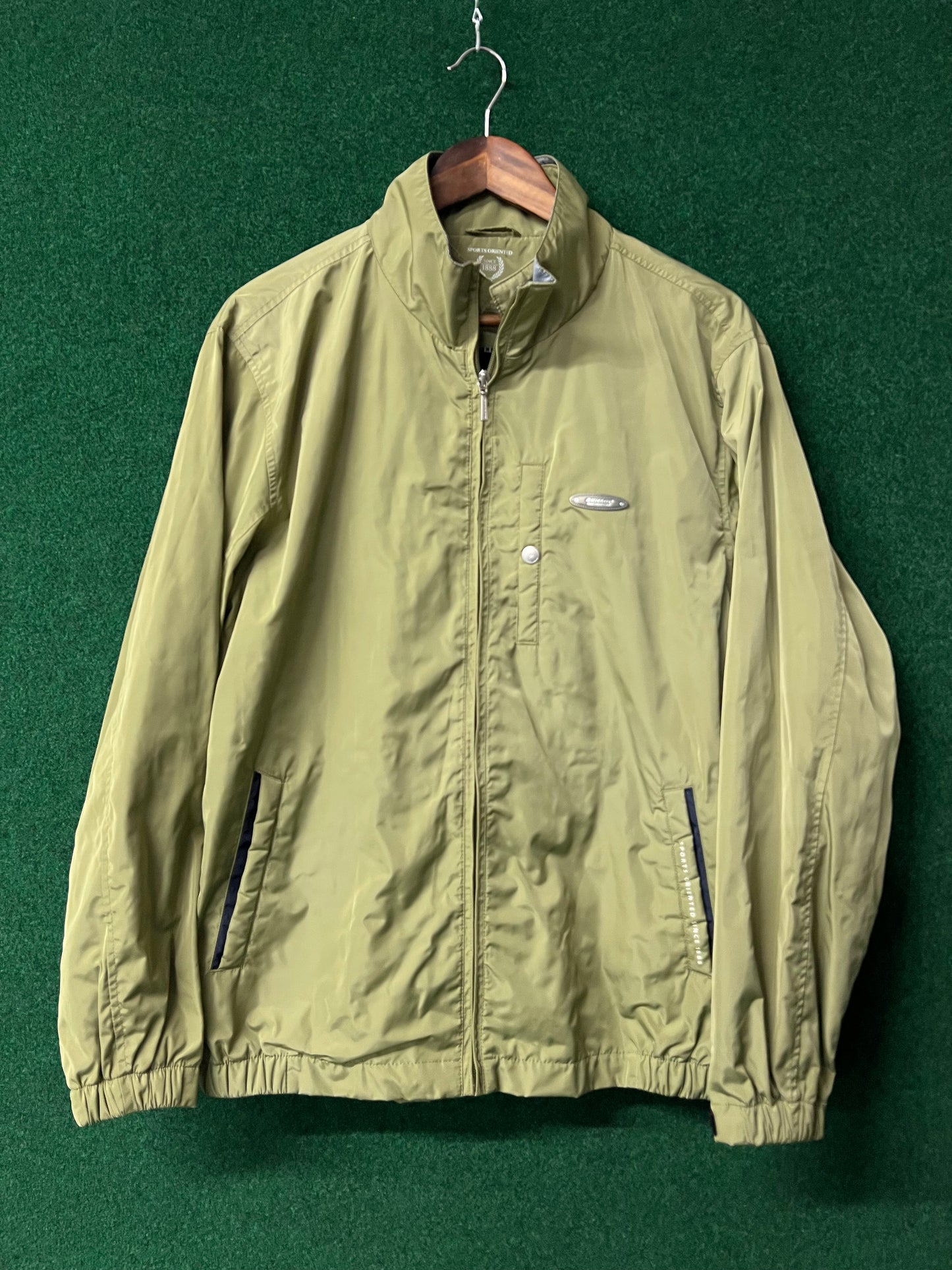 DUNLOP Motorsport -“Sports Oriented Since 1888” Olive Green Windbreaker Zip Up Jacket - LL