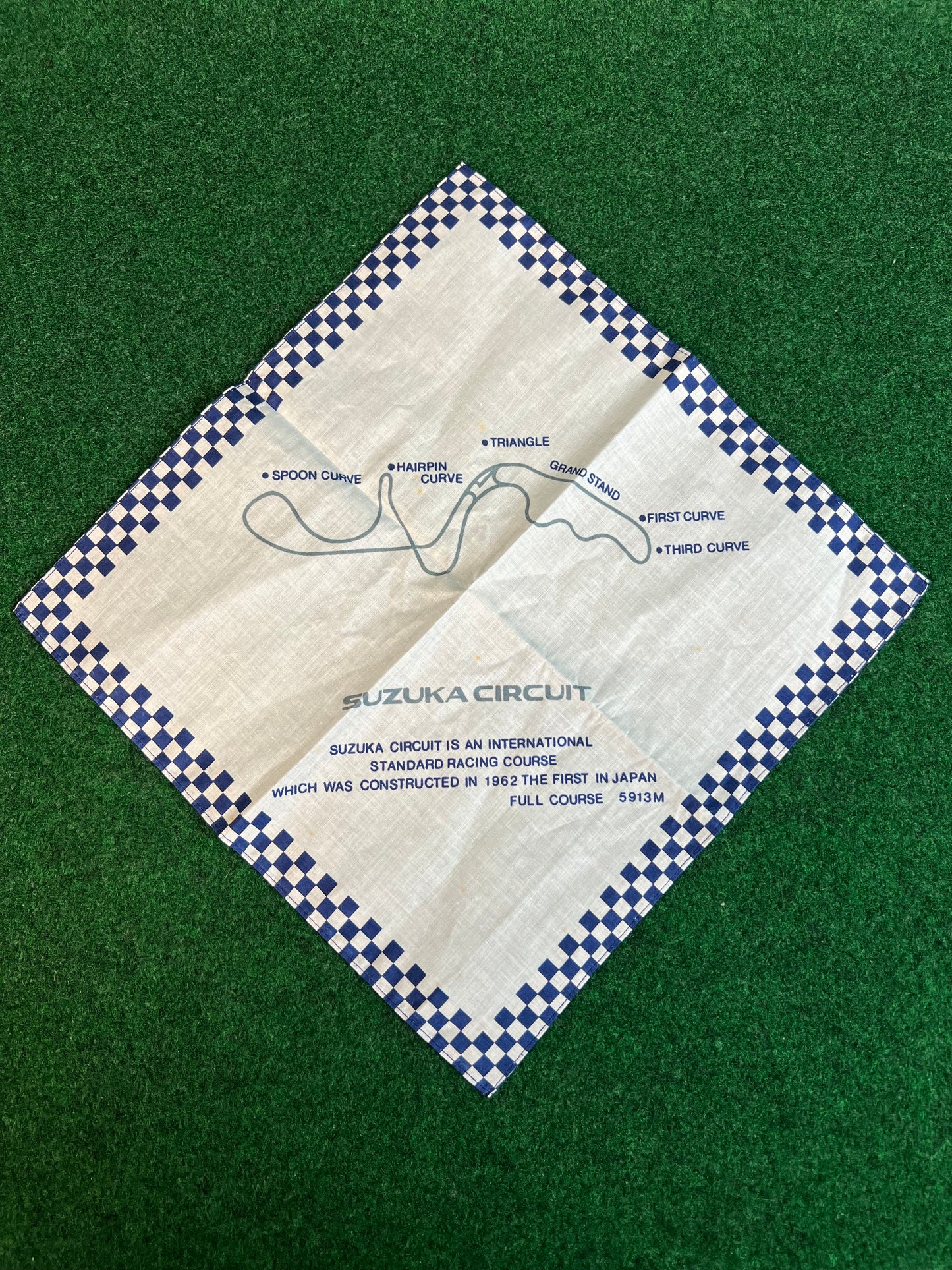 SUZUKA CIRCUIT - Course Map Vintage 1987 Handkerchief Towel