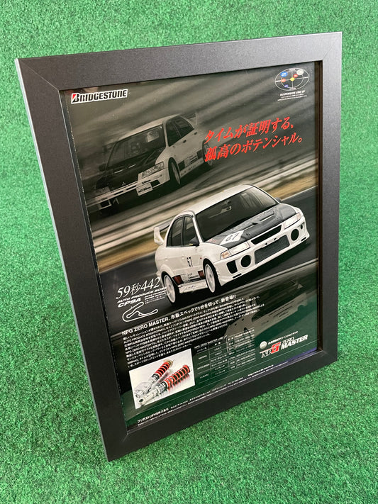 Bridgestone NPG Zero Master Coilover & Mitsubishi Lancer EVO Framed Advertisement Picture
