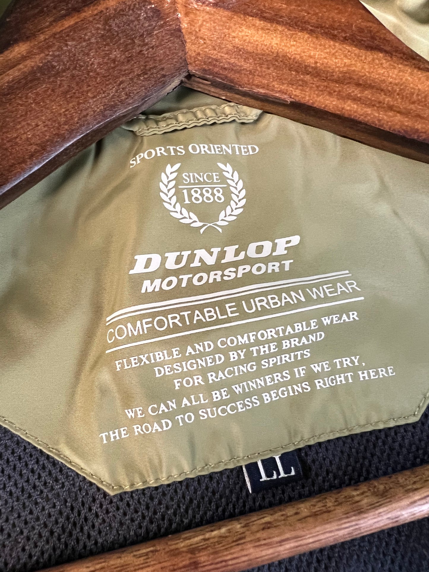 DUNLOP Motorsport -“Sports Oriented Since 1888” Olive Green Windbreaker Zip Up Jacket - LL