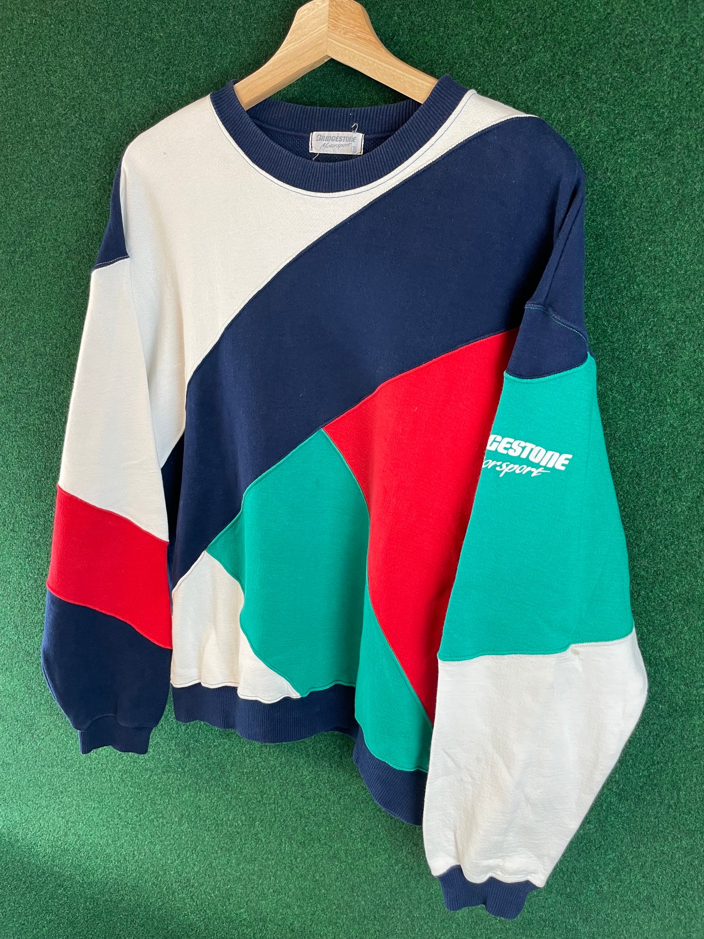 BRIDGESTONE Motorsport Cut and Sew Multicolor Vintage Sweatshirt