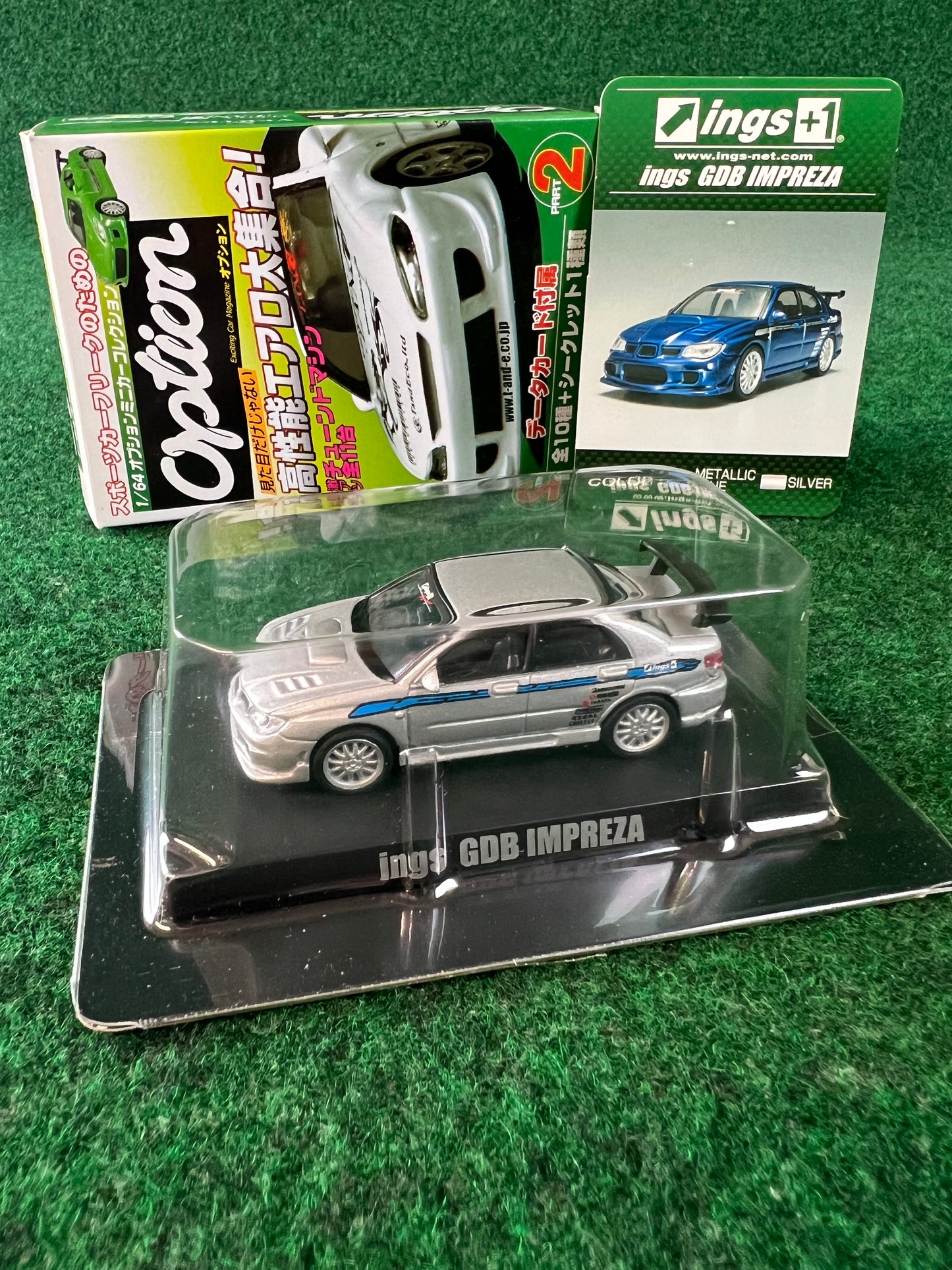 Aoshima - Option ings GDB Subaru WRX (Silver) 1/64 Scale Diecast Car