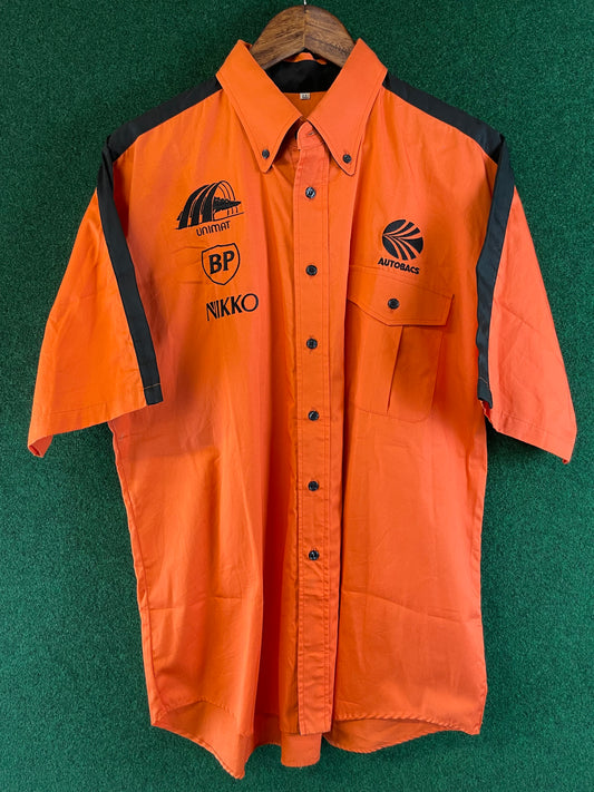 Autobacs - Orange Embroidered Workwear Button Down Short Sleeved Uniform T-Shirt