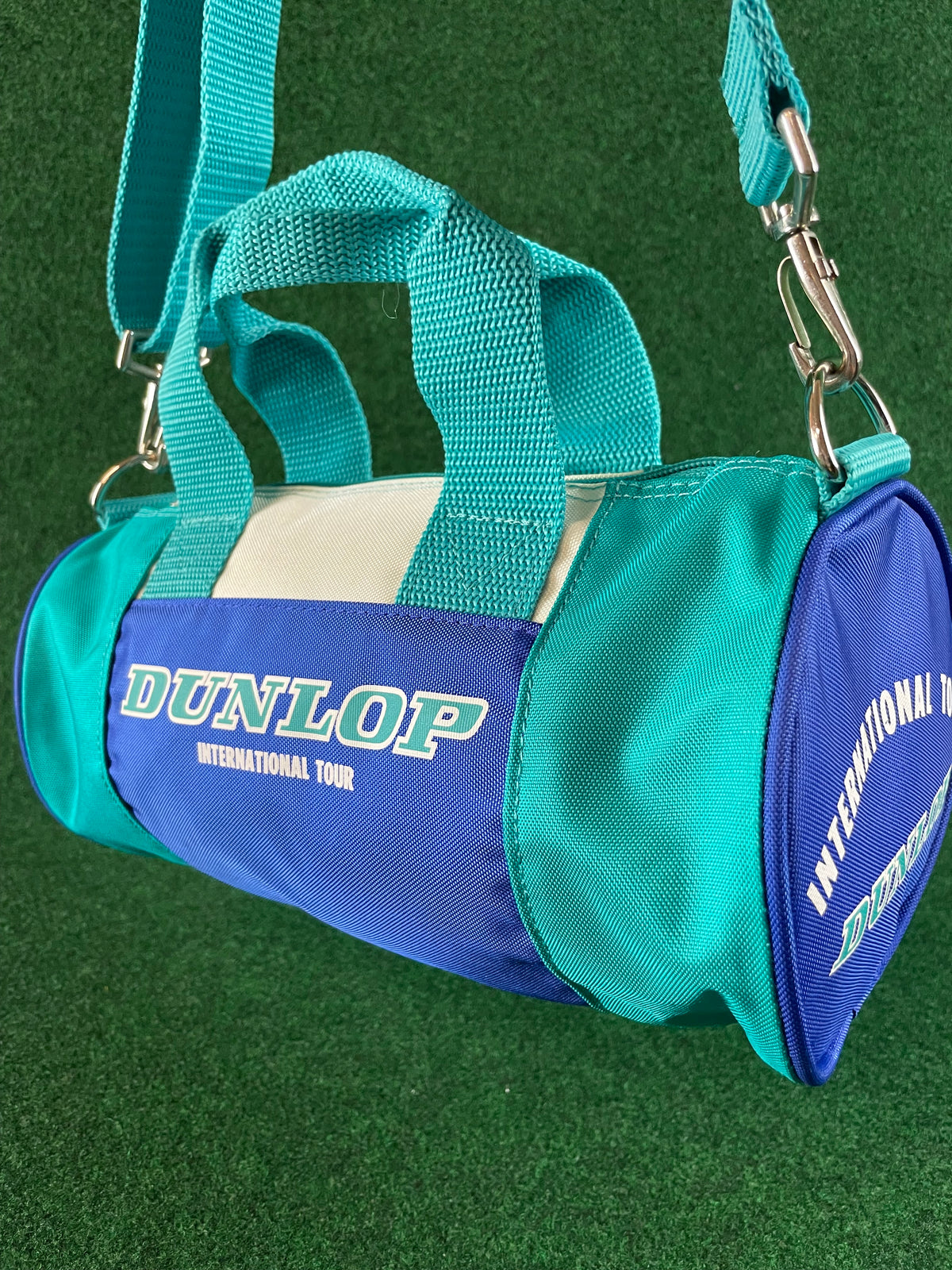 DUNLOP International Tour - Teal & Blue Vintage Mini Duffel Travel Bag