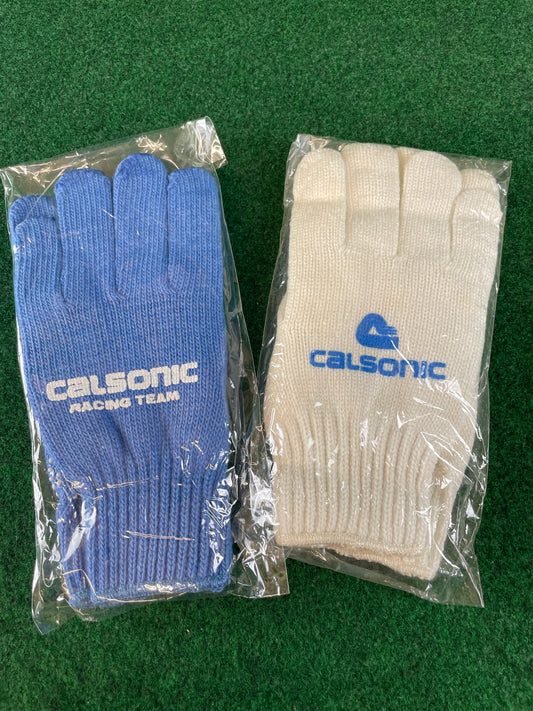 Calsonic Racing Team - Blue & White Vintage Knit Work Gloves Set