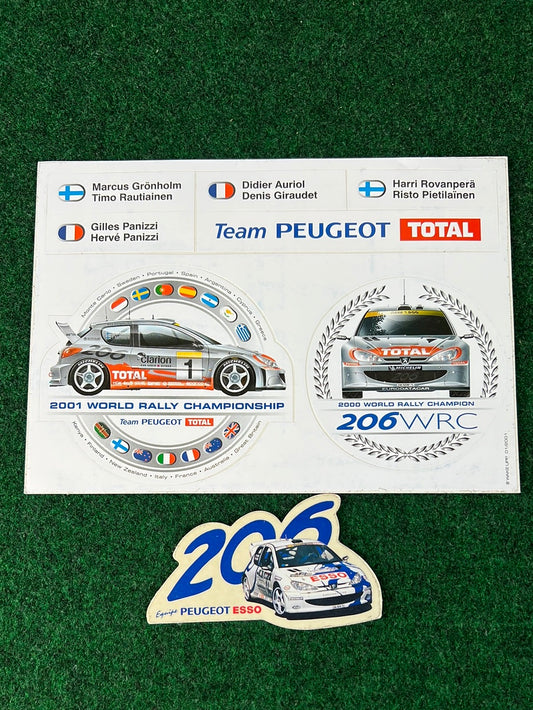 Peugeot 206 WRC World Rally Championship Sticker Set