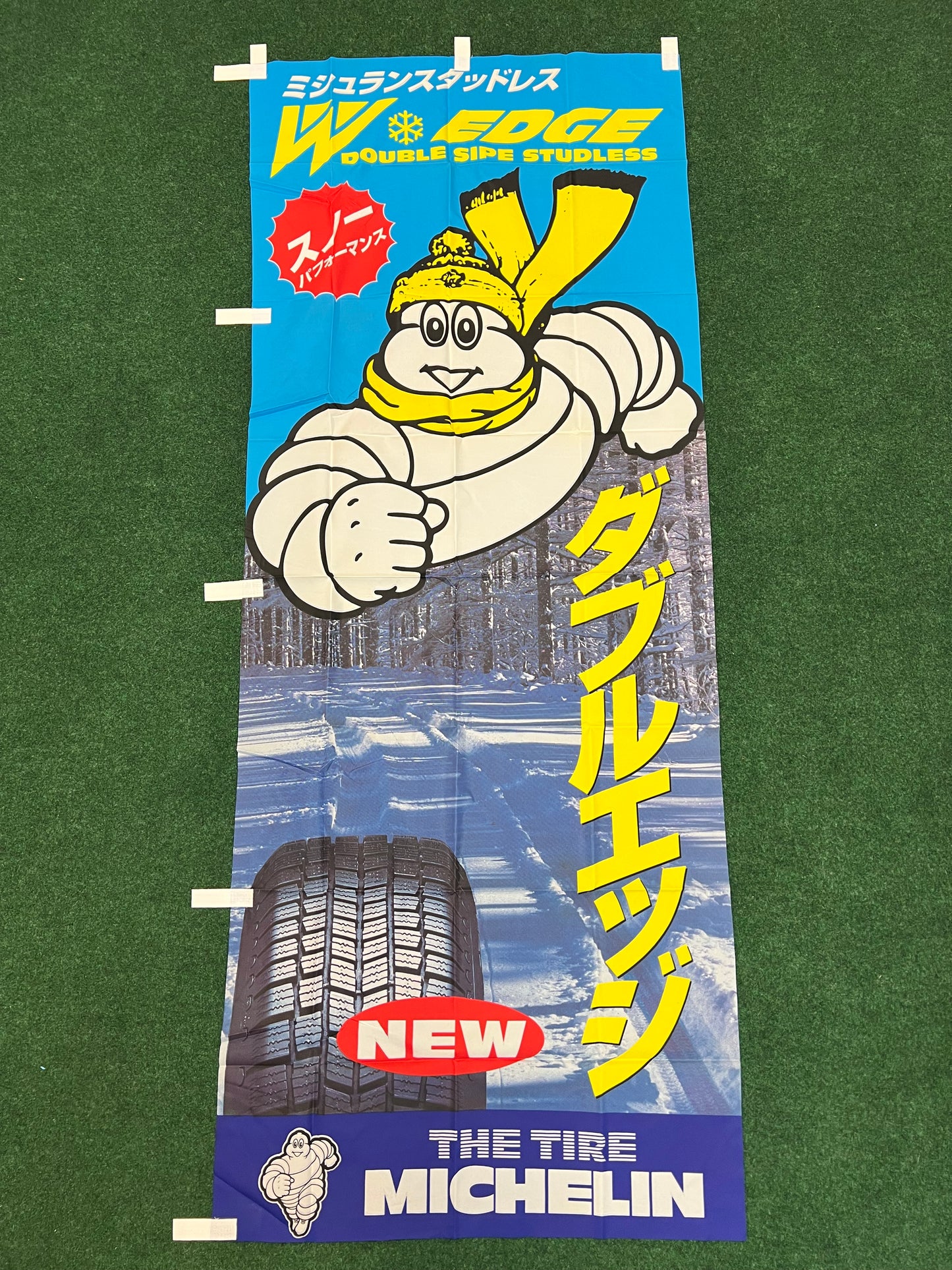 Michelin Tire - Edge Double Sipe Studless Winter Tire Vintage Japanese Advertising Nobori Banner