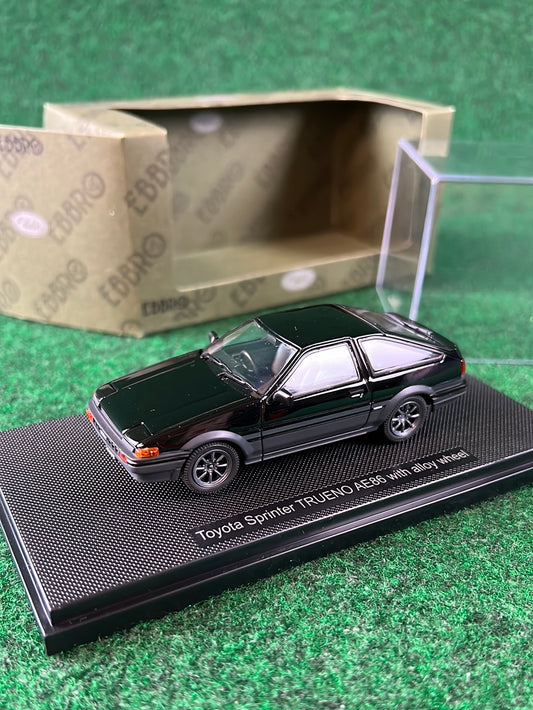 EBBRO Oldies: Toyota Sprinter Trueno AE86 Black w/ Alloy Wheels 1/43 Scale Diecast