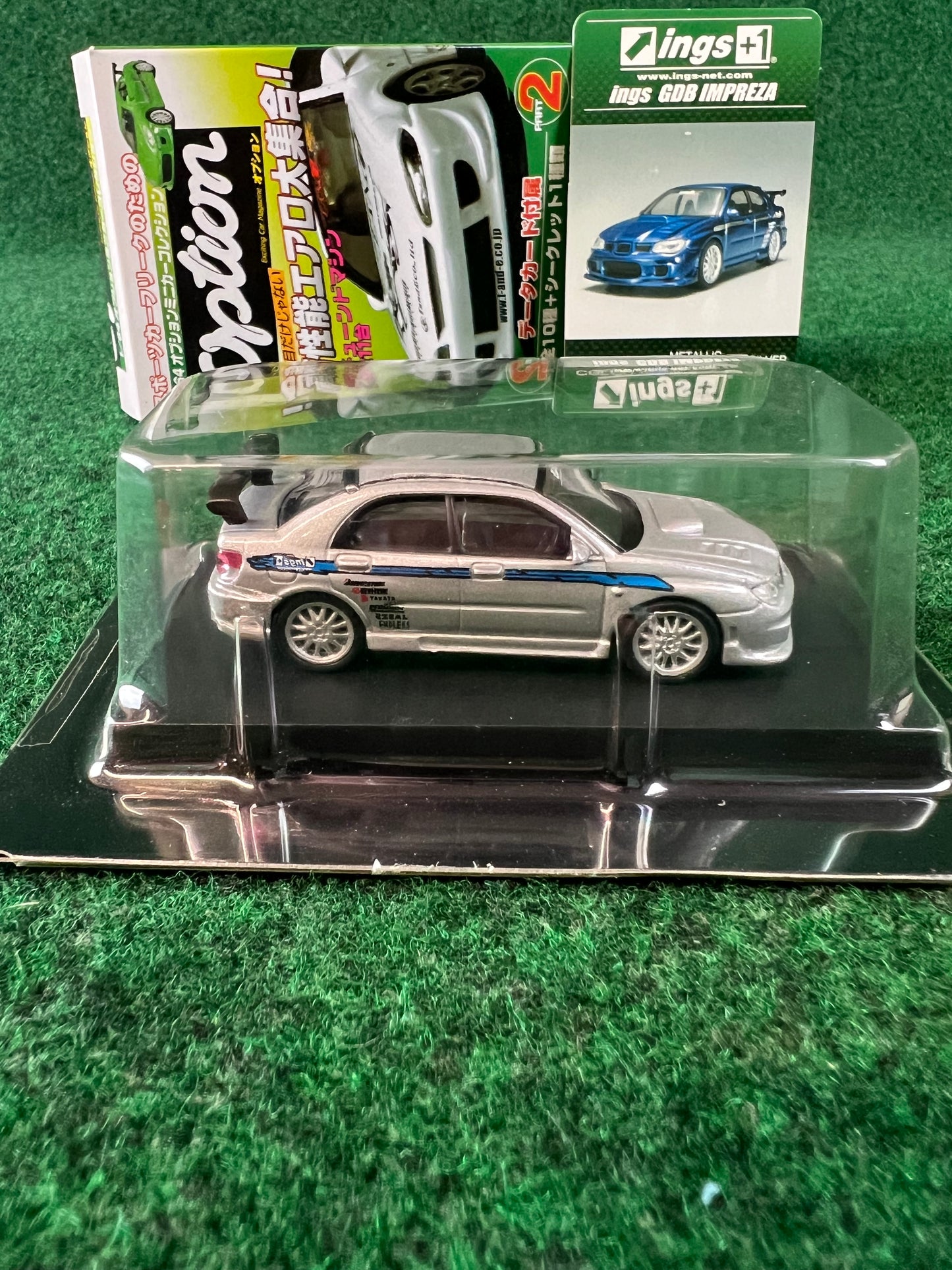 Aoshima - Option ings GDB Subaru WRX (Silver) 1/64 Scale Diecast Car