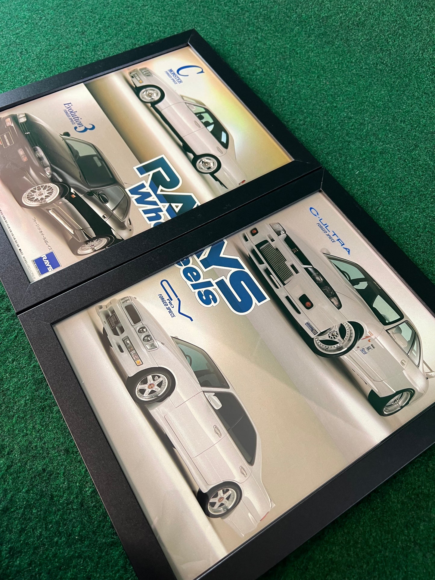 RAYS Wheels - Nissan Cima & Skyline R33 Framed Advertisement Picture Set (1995)