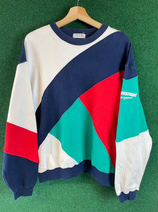 BRIDGESTONE Motorsport Cut and Sew Multicolor Vintage Sweatshirt