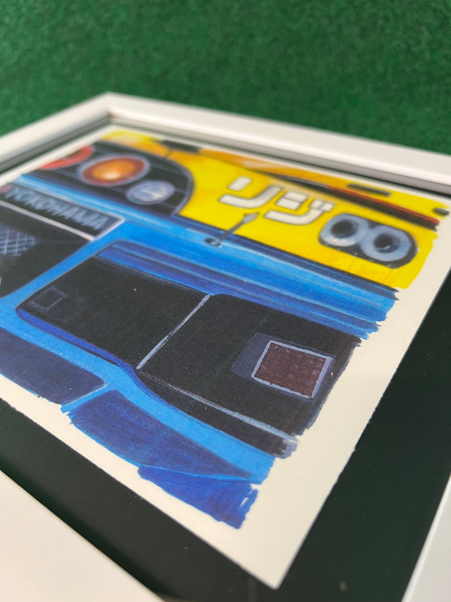 SPOON SPORTS Honda S2000 Racecar Rear Bumper Framed, Hand Drawn, Watercolor Painted & Signed Print