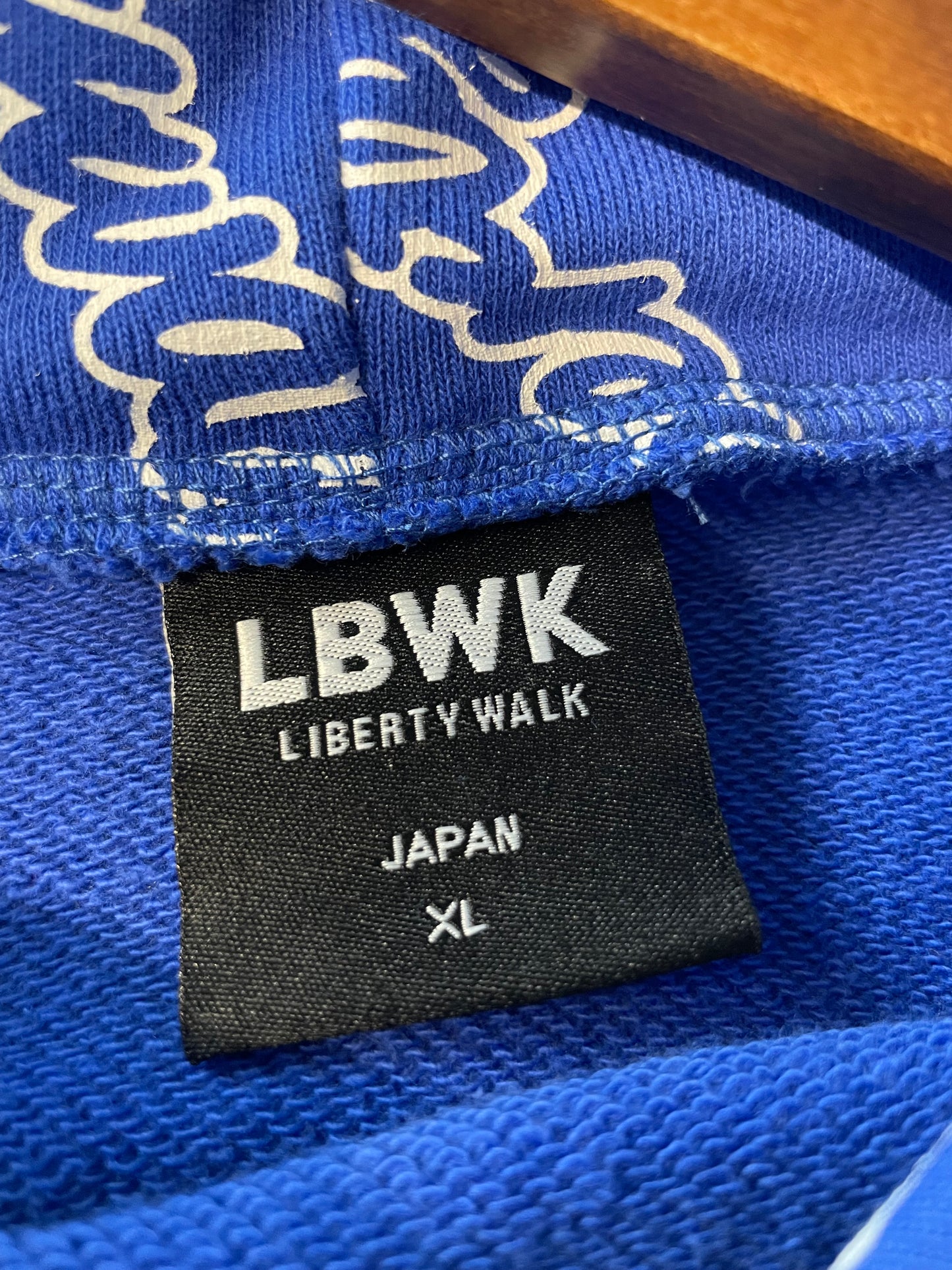Liberty Walk LBWK - Blue All Over Cursive Font Logo Hooded Sweatshirt