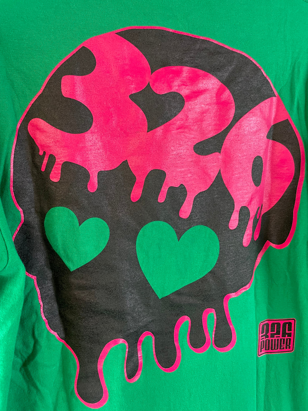 326POWER - Green/Pink/Black Skull Drip T-shirt