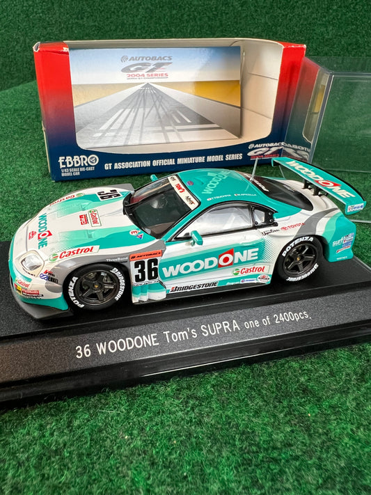 EBBRO 2004 JGTC Woodone Tom's Toyota Supra 1/43 Scale Diecast