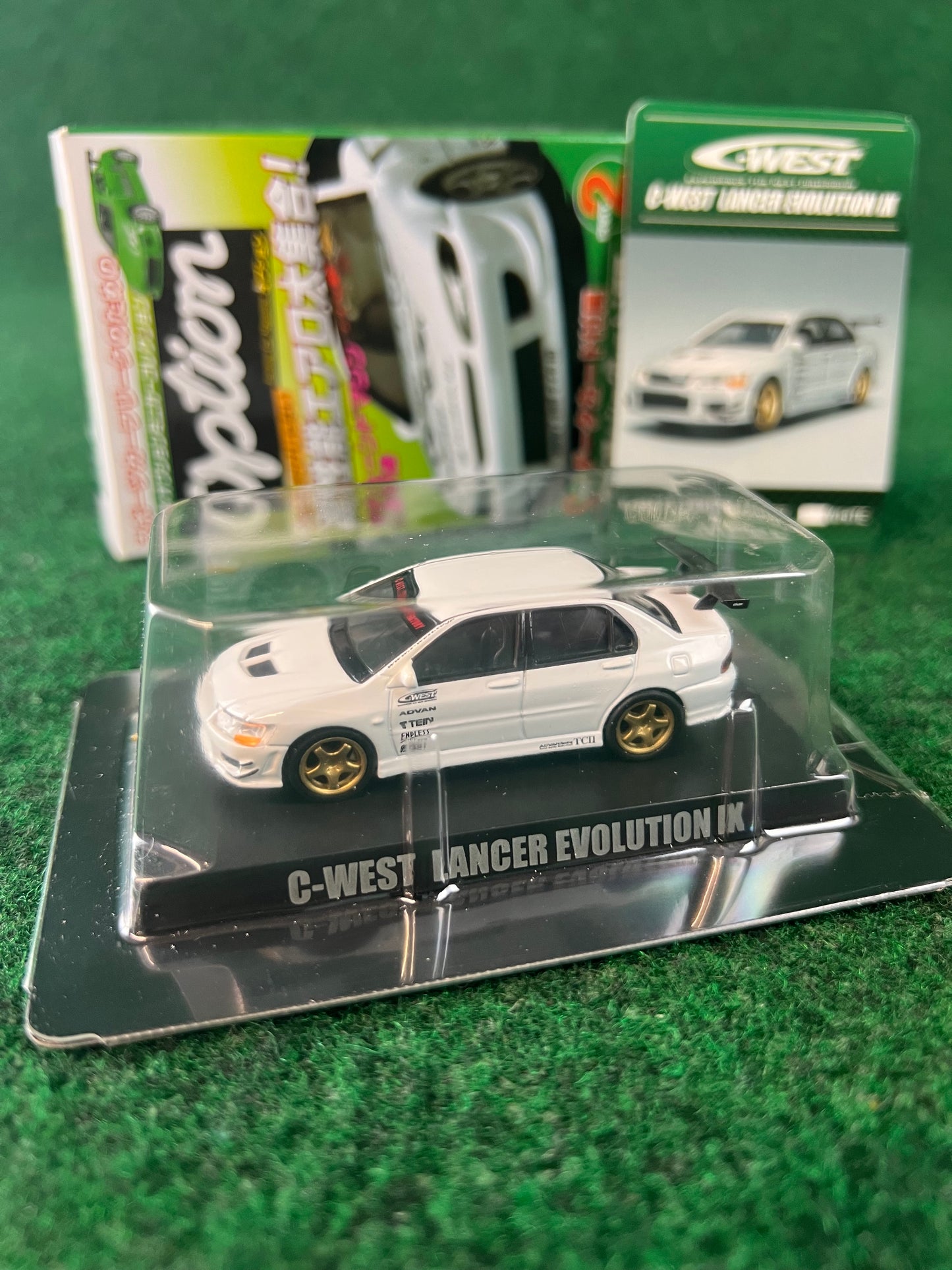 Aoshima - Option C-West Mitsubishi Lancer Evo IX (White) 1/64 Scale Diecast Car