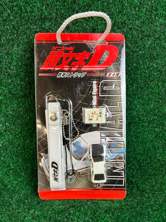 Initial D -Toyota Corolla AE86 (Black Hood) Car, Strap and Charm Keychain Set
