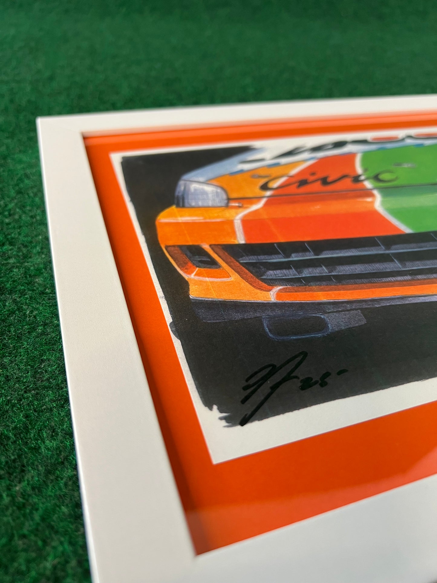JACCS Honda Civic EG6 Racecar Front End Framed Print