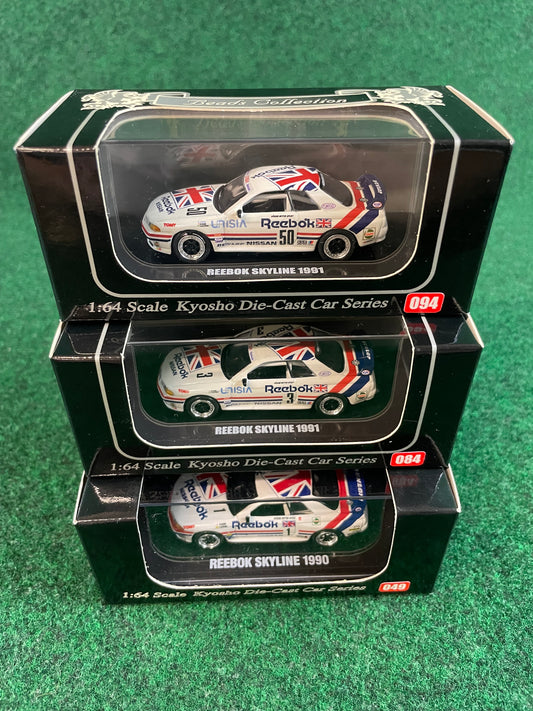 KYOSHO - Beads Collection 1990 & 1991 Reebok Nissan Skyline R32 GT-R 1/64 Scale Diecast Set