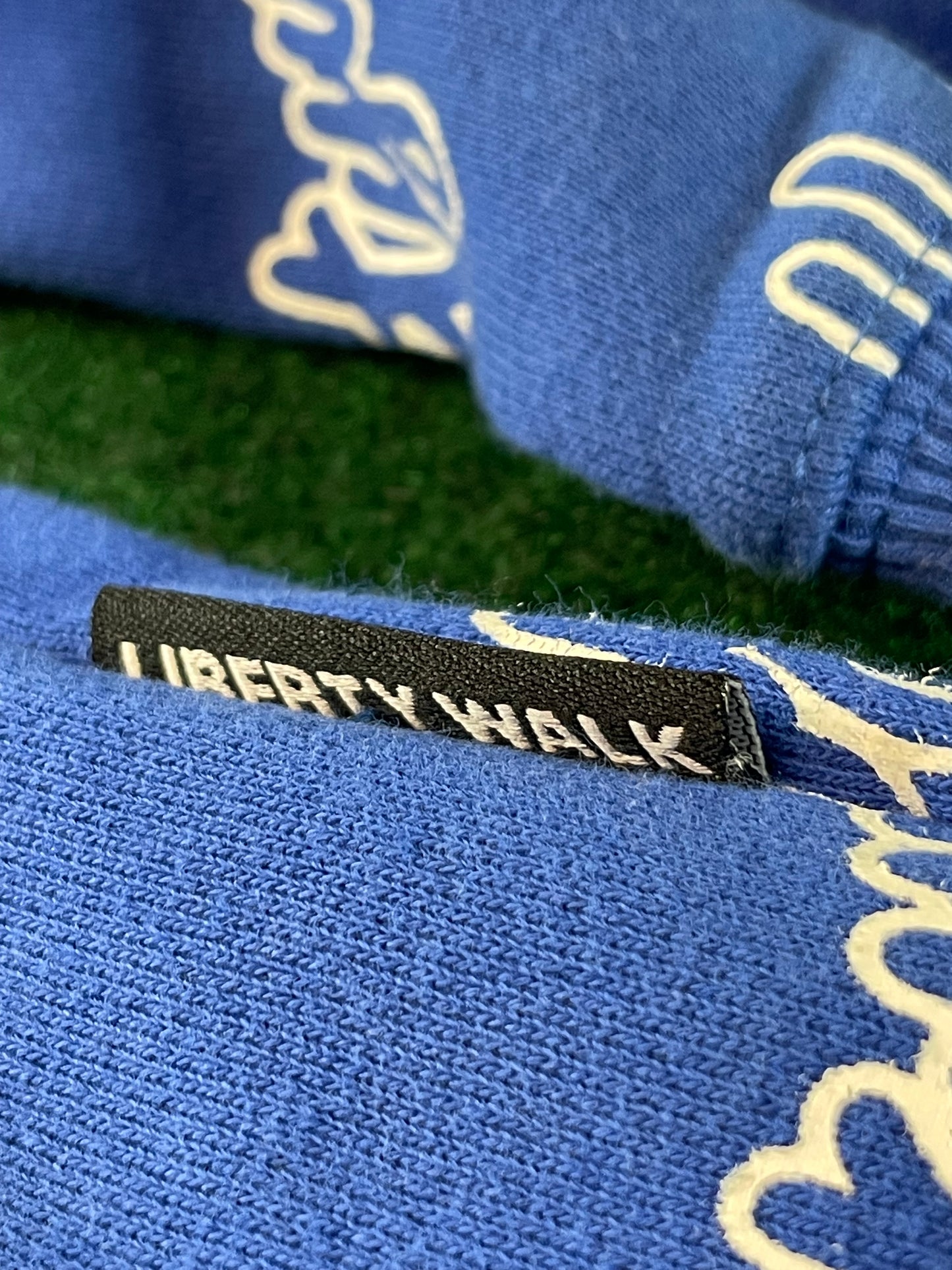 Liberty Walk LBWK - Blue All Over Cursive Font Logo Hooded Sweatshirt