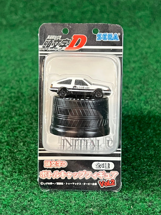 Initial D SEGA Bottle Cap Figure Toy w/ Tire and Toyota AE86